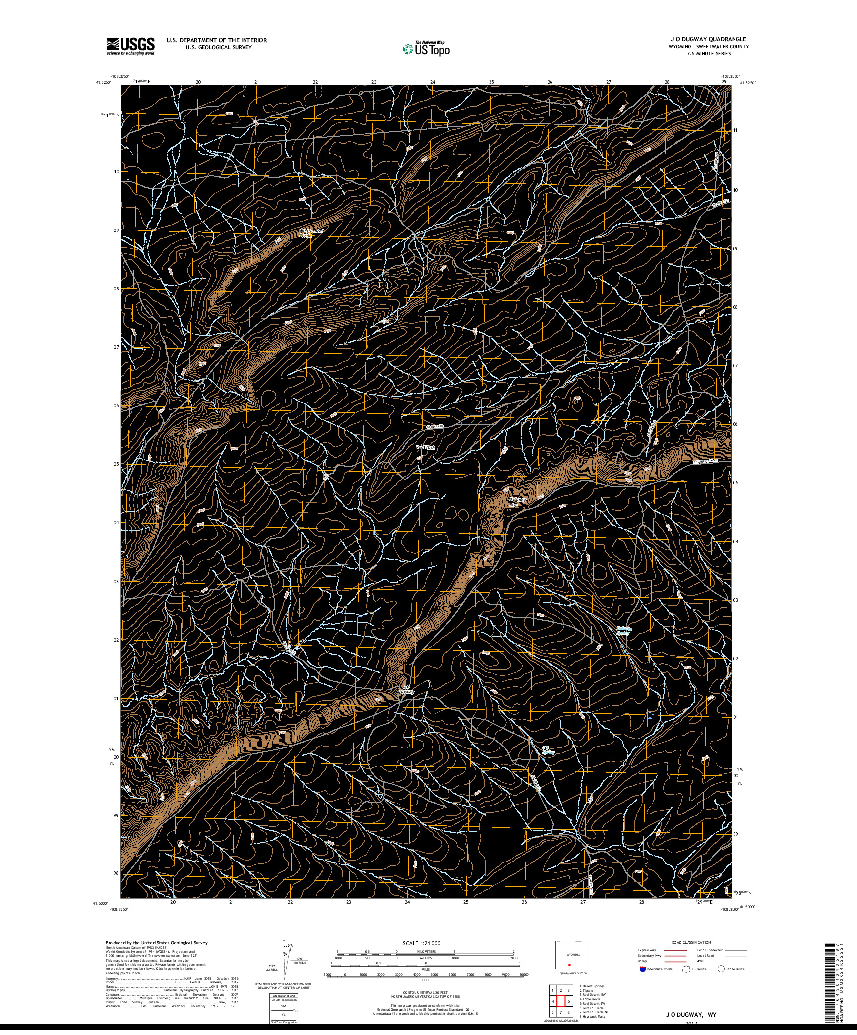 USGS US TOPO 7.5-MINUTE MAP FOR J O DUGWAY, WY 2017