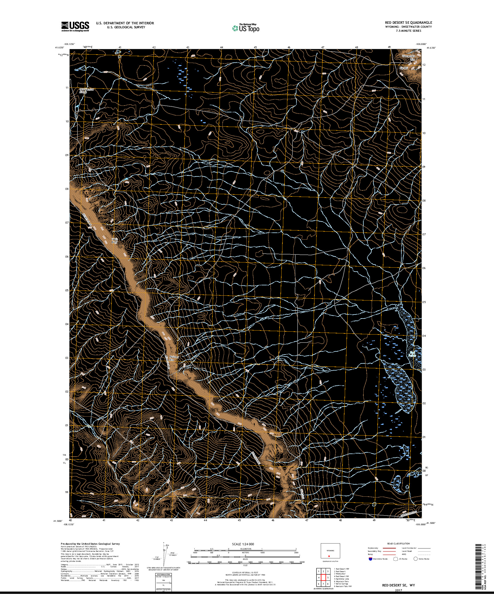 USGS US TOPO 7.5-MINUTE MAP FOR RED DESERT SE, WY 2017