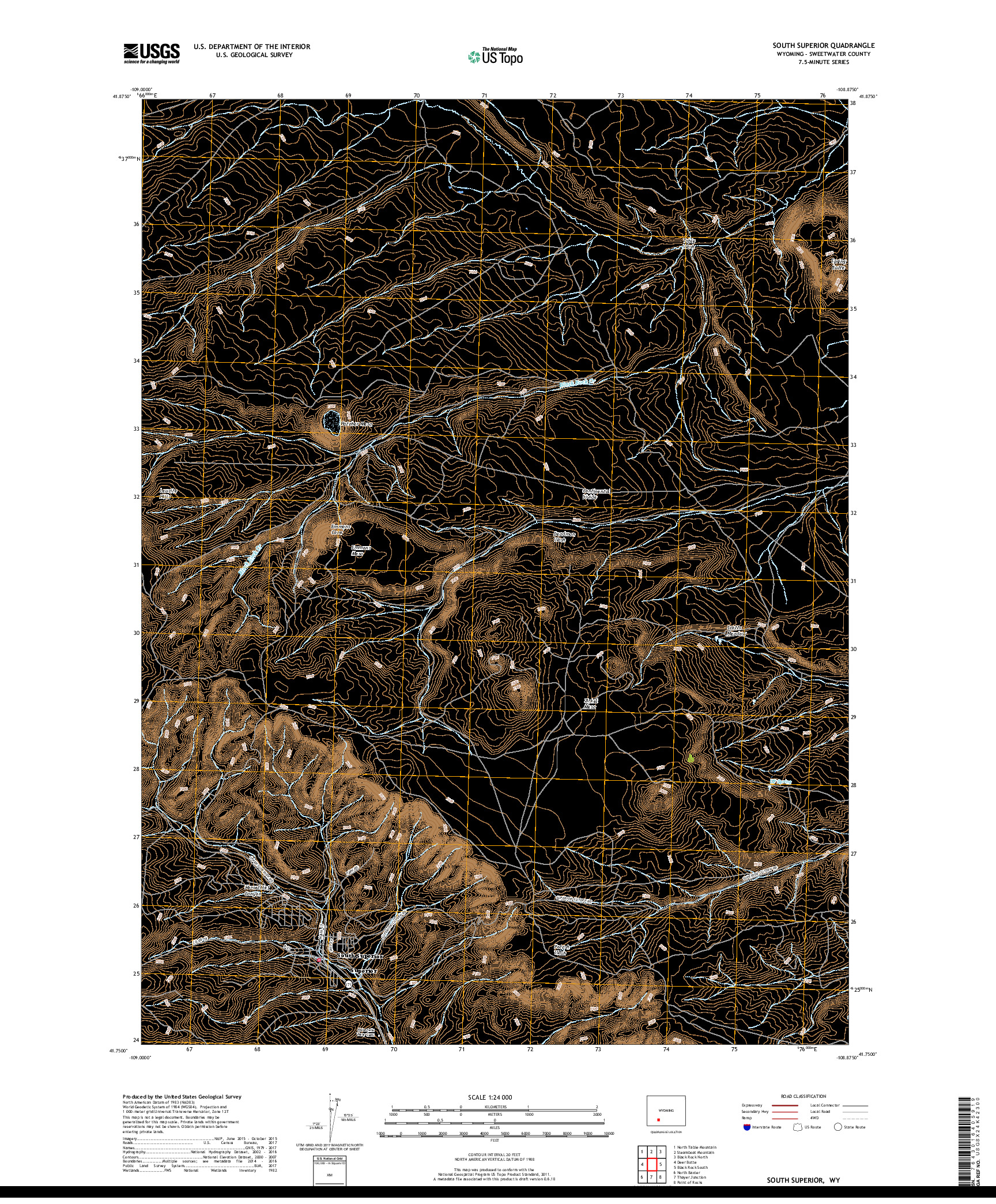 USGS US TOPO 7.5-MINUTE MAP FOR SOUTH SUPERIOR, WY 2017