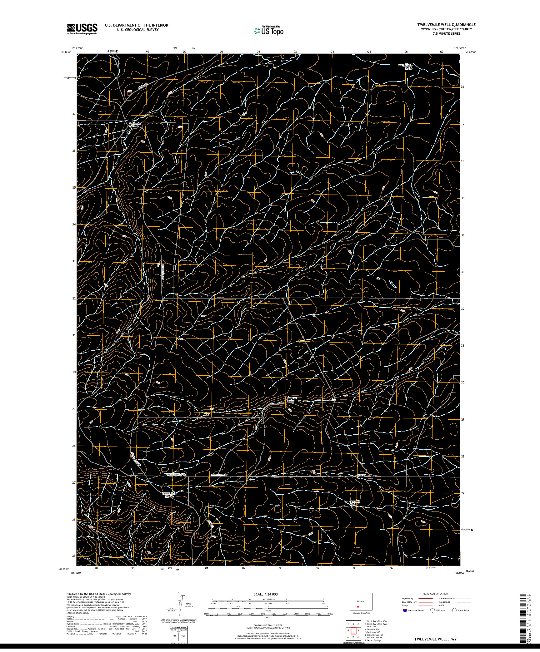 USGS US TOPO 7.5-MINUTE MAP FOR TWELVEMILE WELL, WY 2017