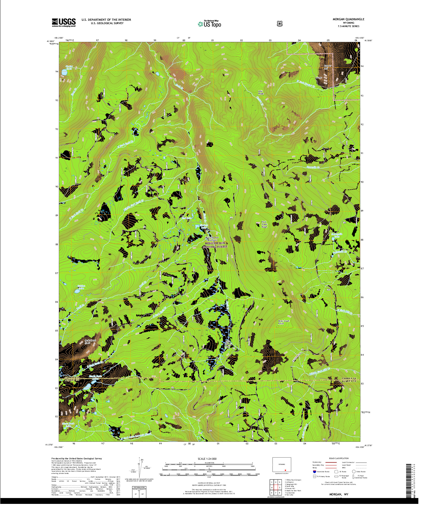 USGS US TOPO 7.5-MINUTE MAP FOR MORGAN, WY 2017