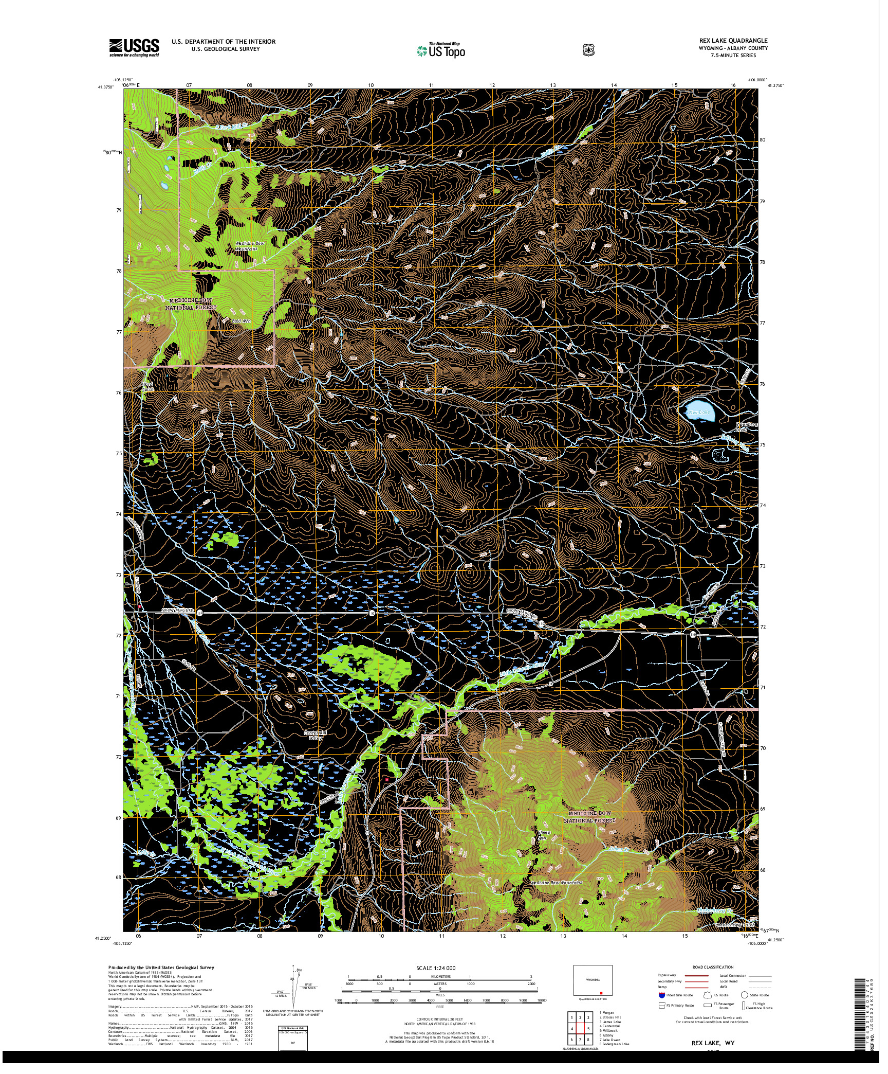 USGS US TOPO 7.5-MINUTE MAP FOR REX LAKE, WY 2017