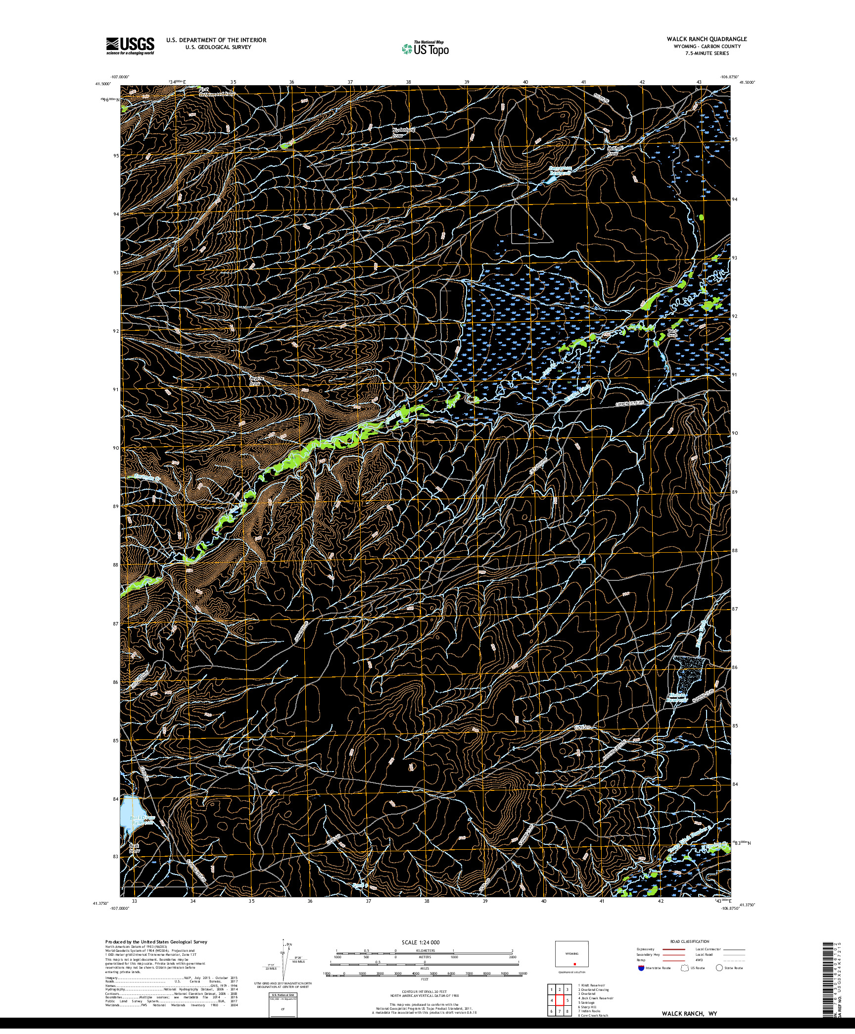 USGS US TOPO 7.5-MINUTE MAP FOR WALCK RANCH, WY 2017