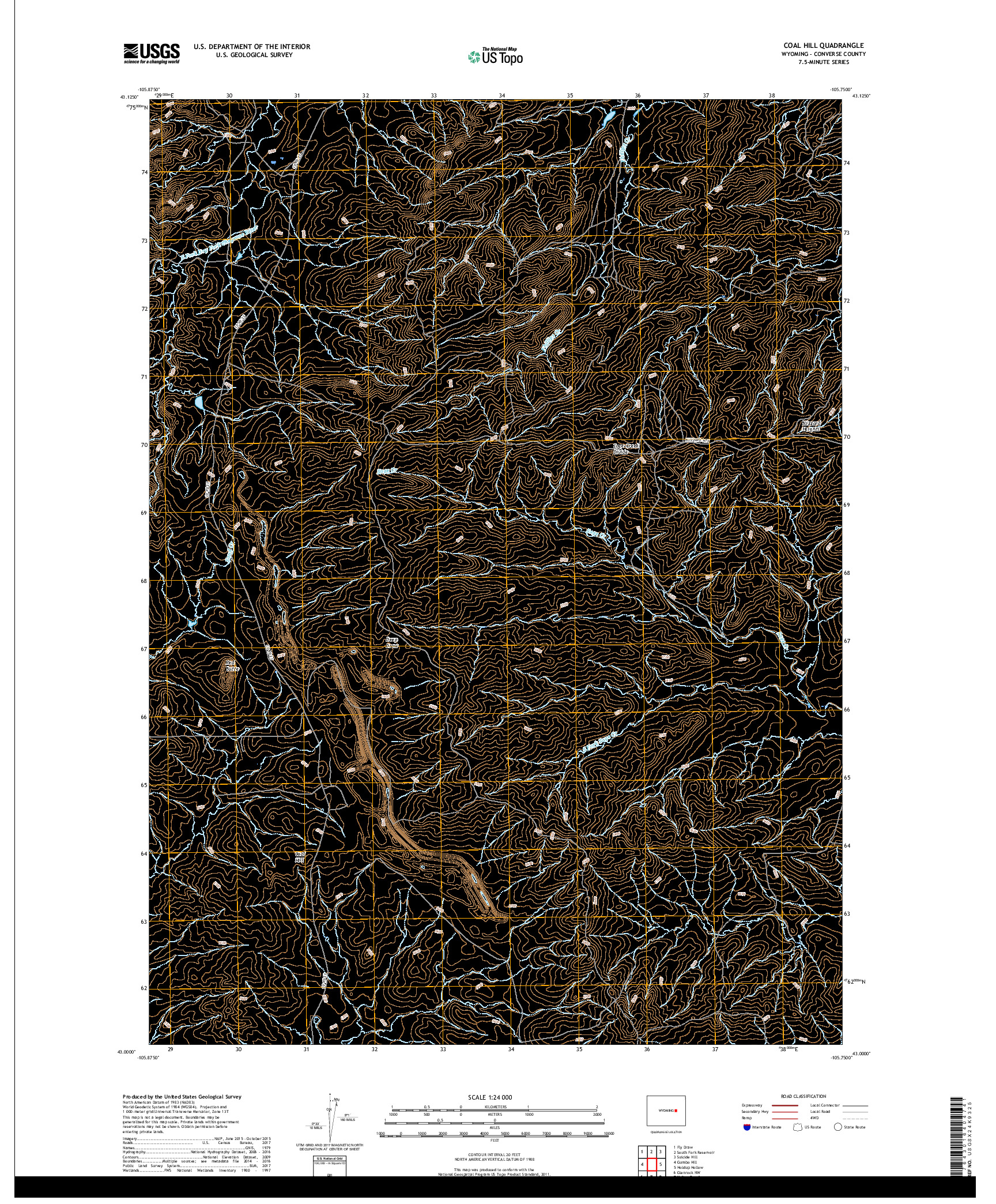 USGS US TOPO 7.5-MINUTE MAP FOR COAL HILL, WY 2017