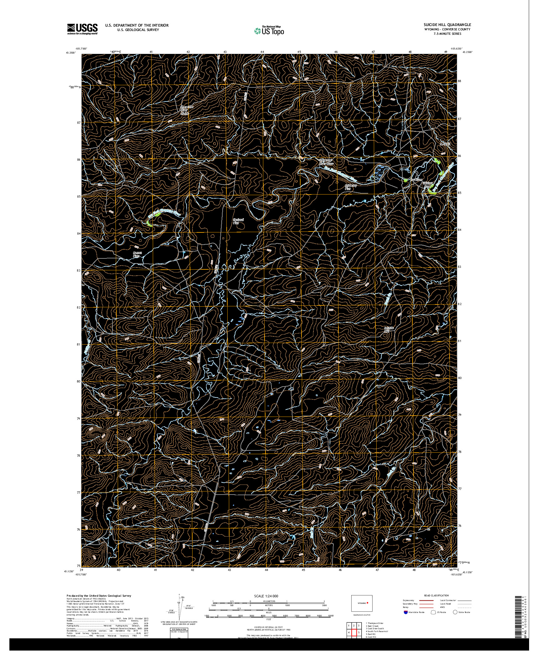 USGS US TOPO 7.5-MINUTE MAP FOR SUICIDE HILL, WY 2017