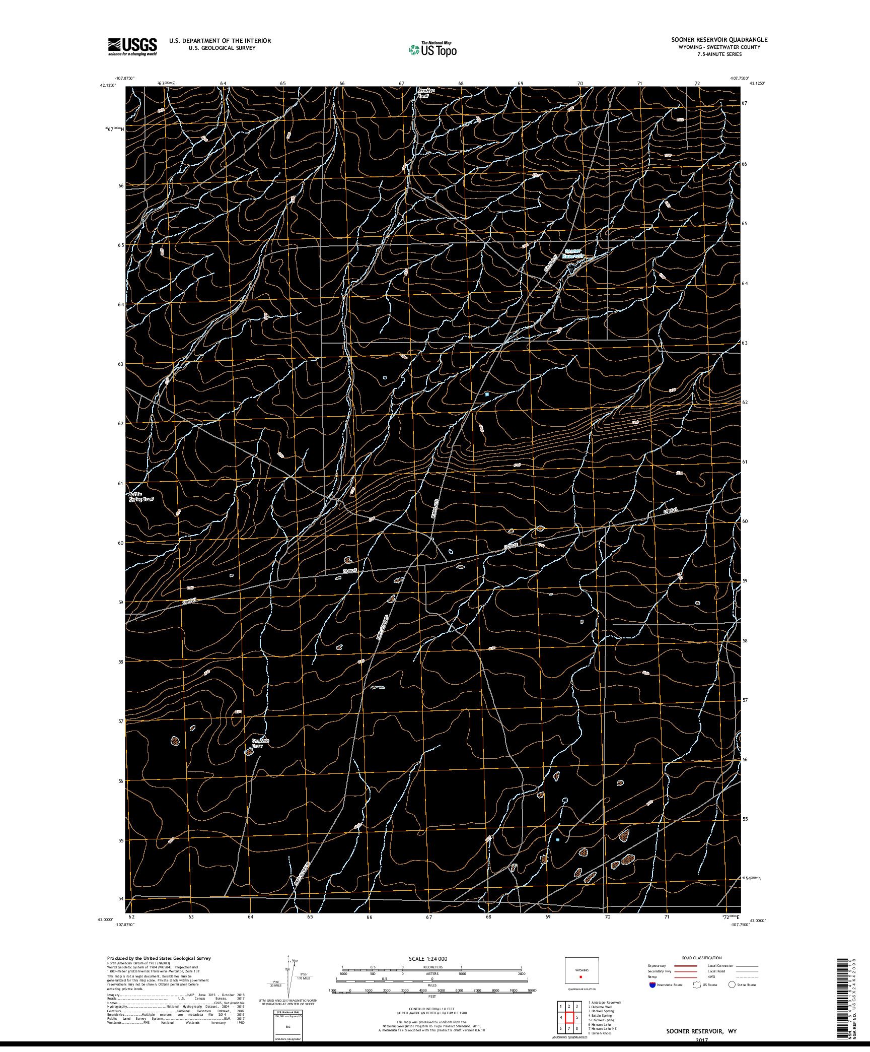 USGS US TOPO 7.5-MINUTE MAP FOR SOONER RESERVOIR, WY 2017