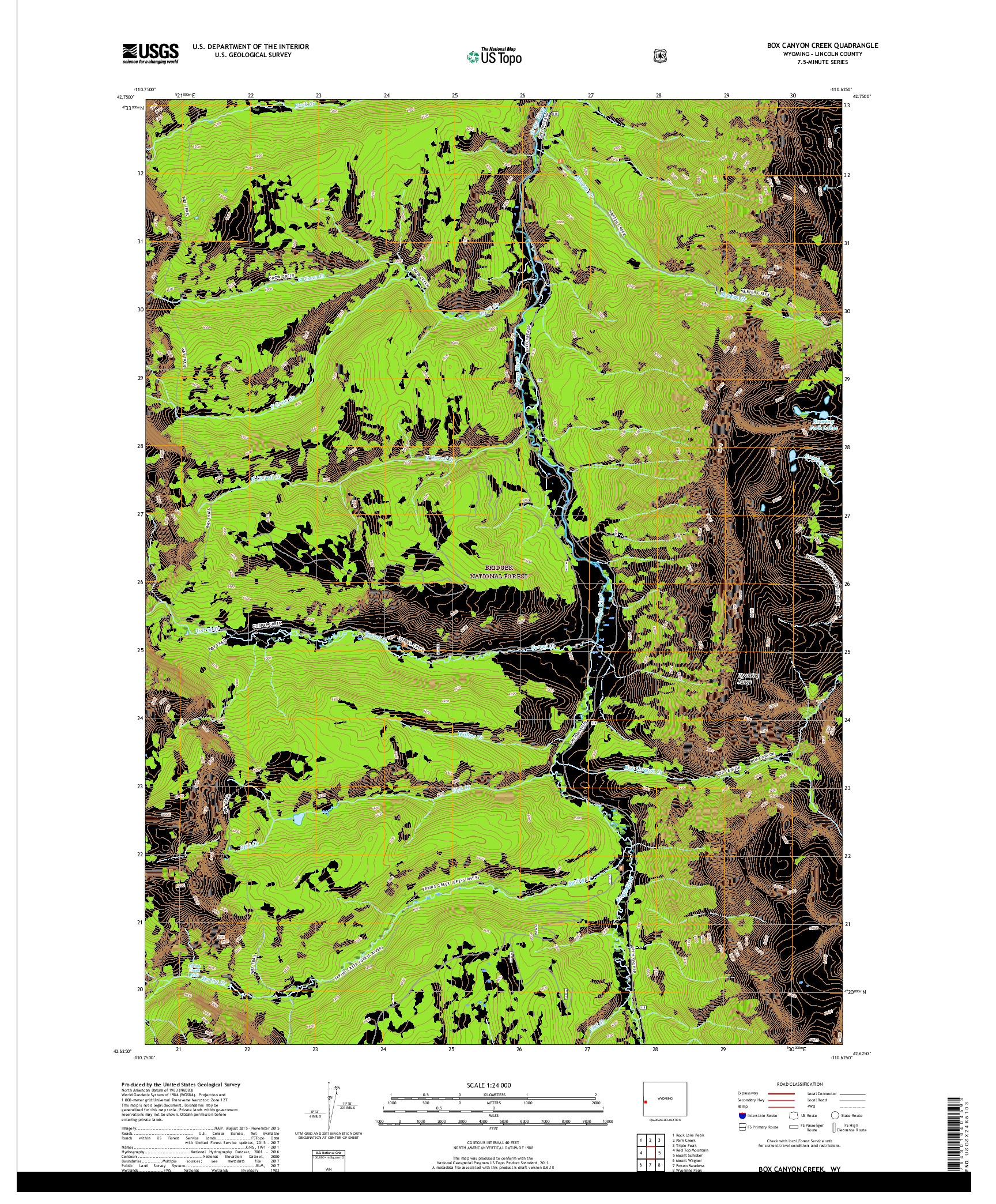 USGS US TOPO 7.5-MINUTE MAP FOR BOX CANYON CREEK, WY 2017