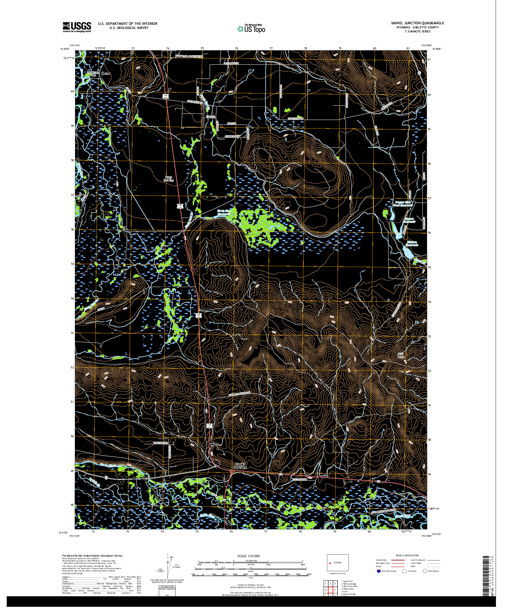 USGS US TOPO 7.5-MINUTE MAP FOR DANIEL JUNCTION, WY 2017