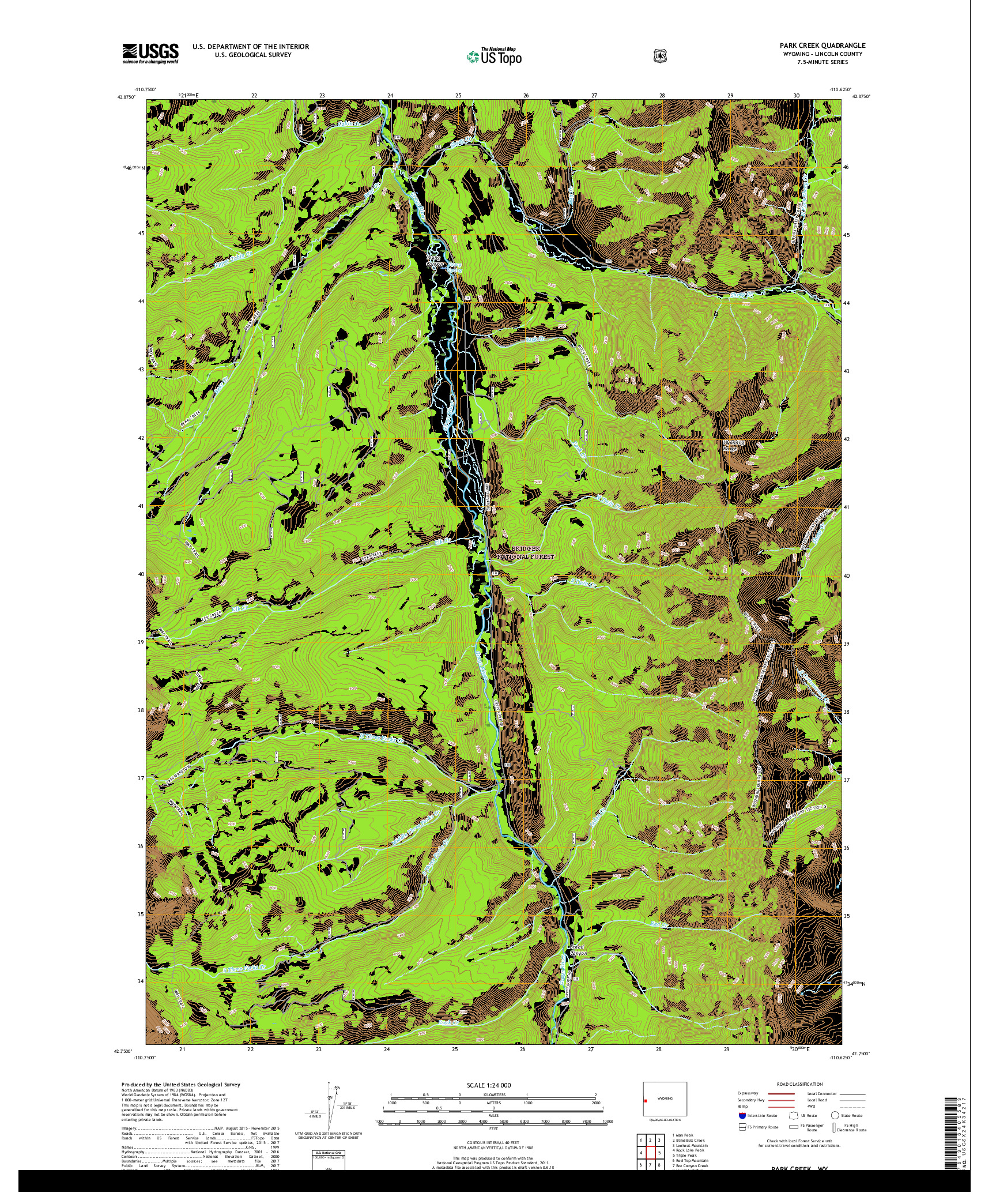 USGS US TOPO 7.5-MINUTE MAP FOR PARK CREEK, WY 2017