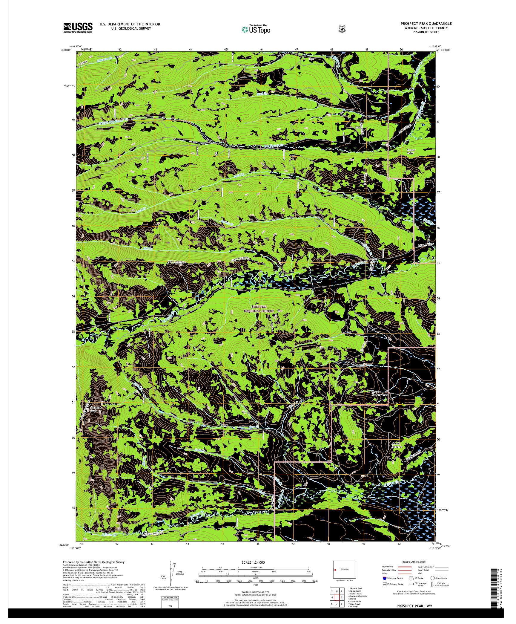 USGS US TOPO 7.5-MINUTE MAP FOR PROSPECT PEAK, WY 2017