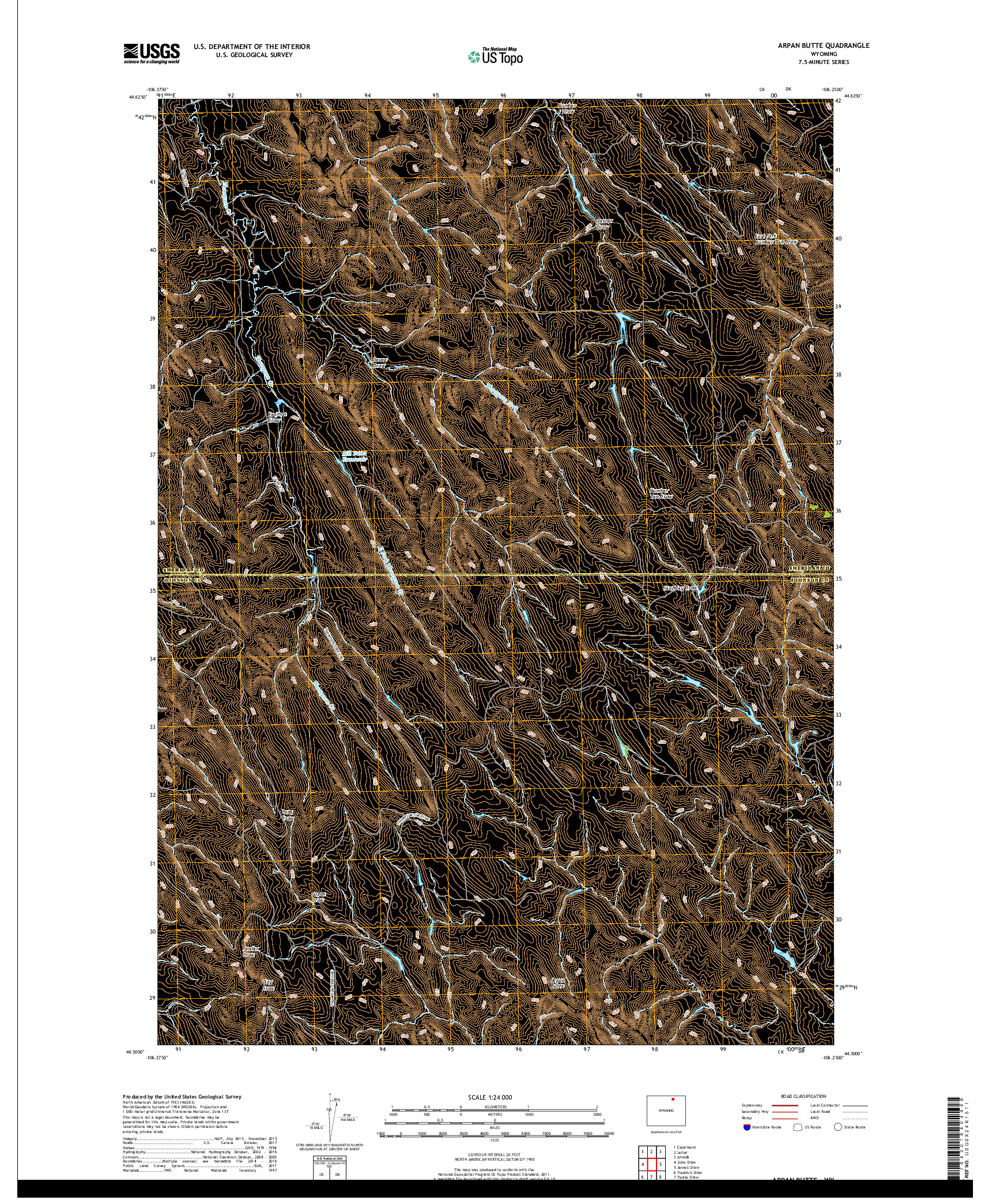 USGS US TOPO 7.5-MINUTE MAP FOR ARPAN BUTTE, WY 2017