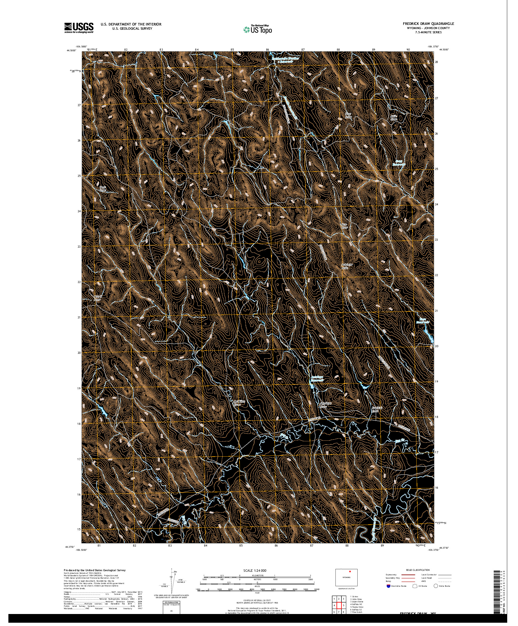 USGS US TOPO 7.5-MINUTE MAP FOR FREDRICK DRAW, WY 2017