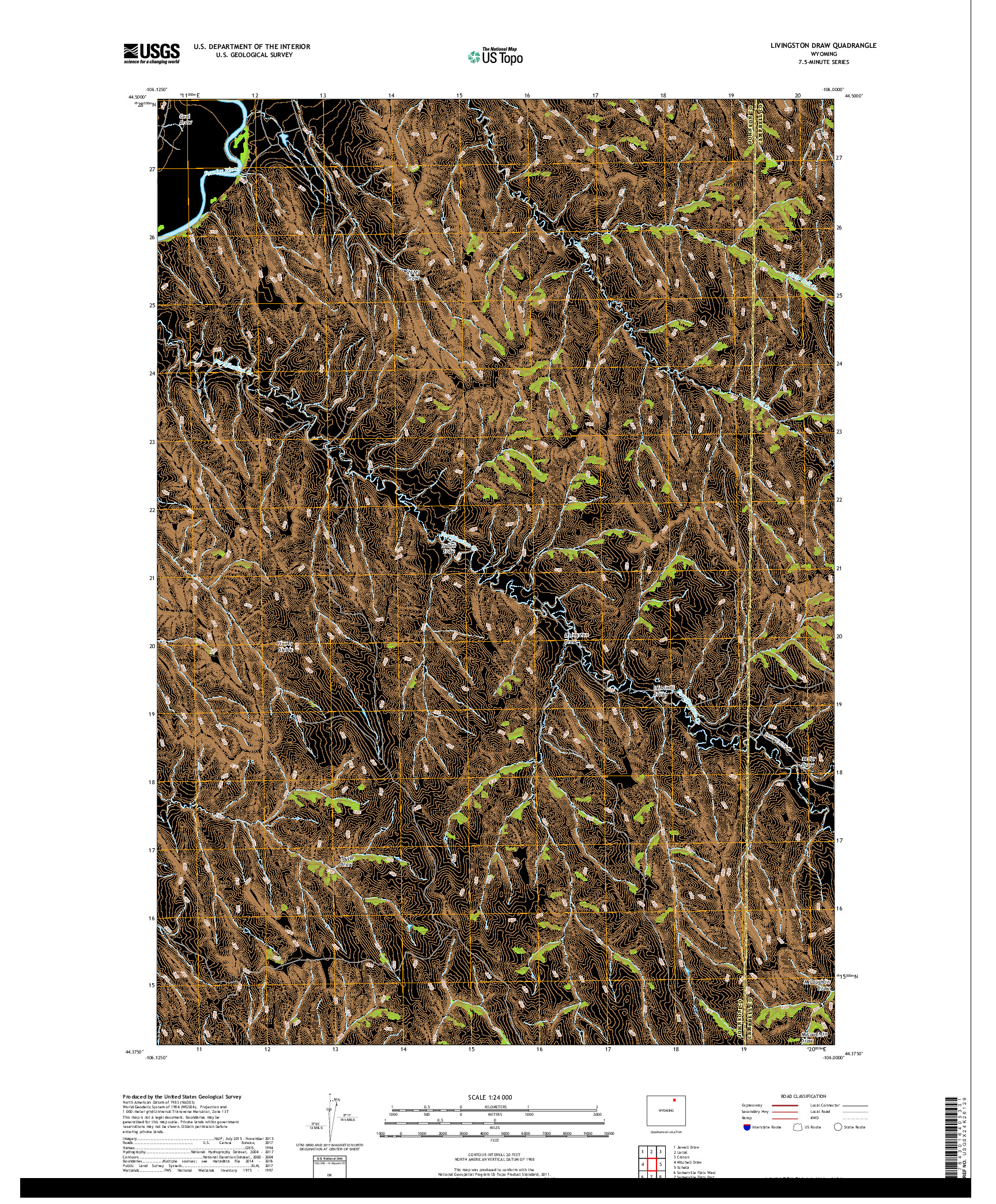 USGS US TOPO 7.5-MINUTE MAP FOR LIVINGSTON DRAW, WY 2017