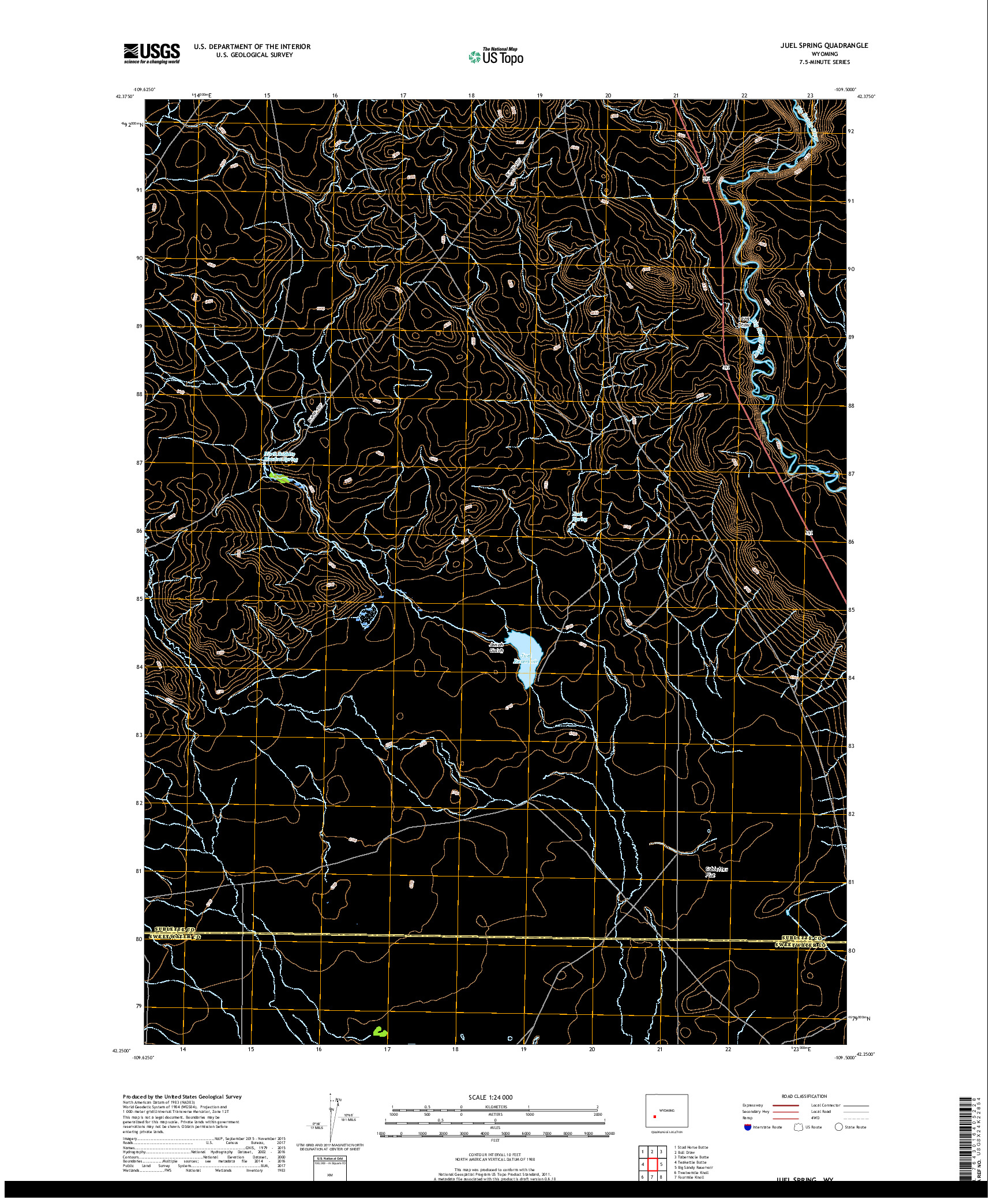 USGS US TOPO 7.5-MINUTE MAP FOR JUEL SPRING, WY 2017