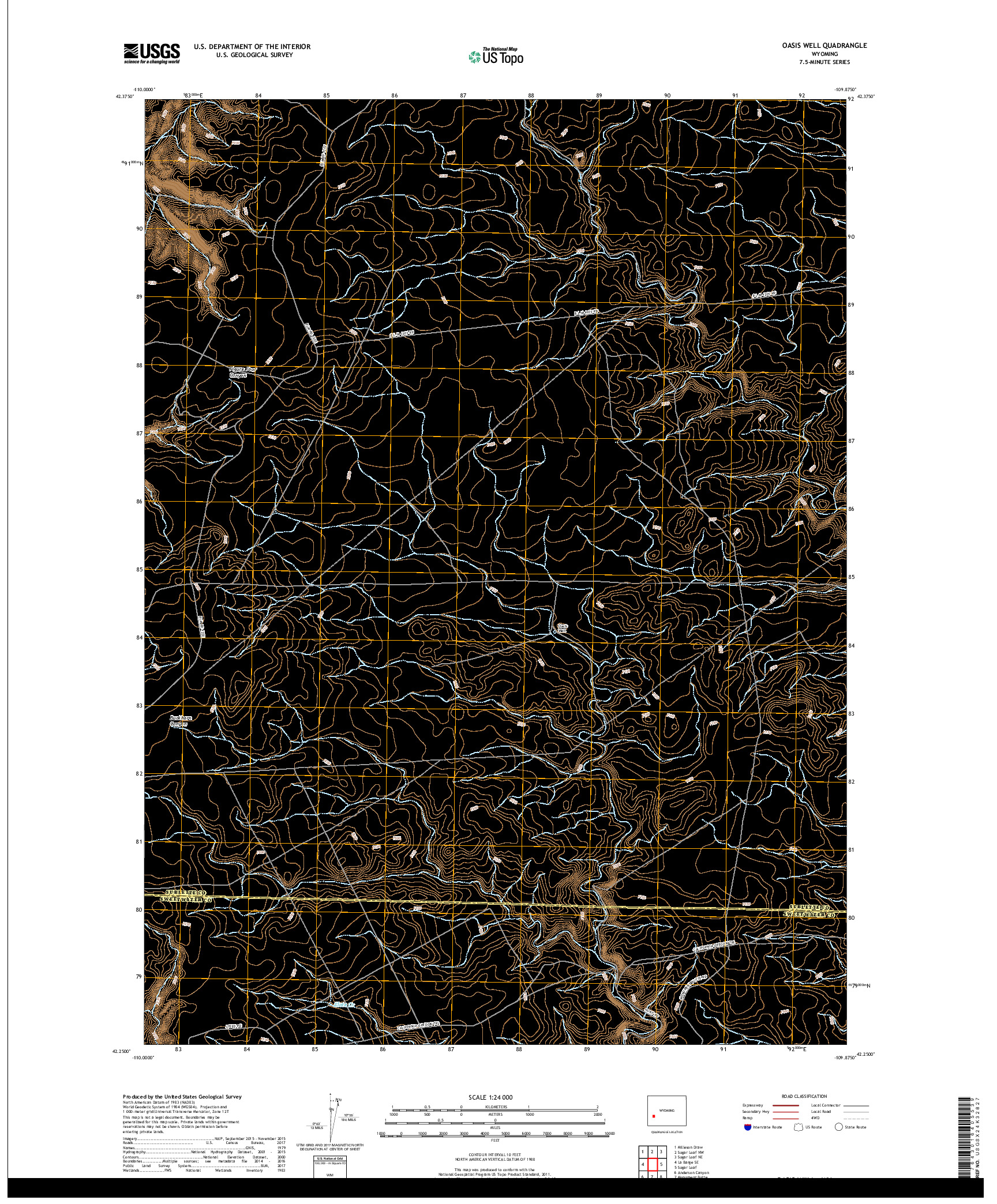 USGS US TOPO 7.5-MINUTE MAP FOR OASIS WELL, WY 2017