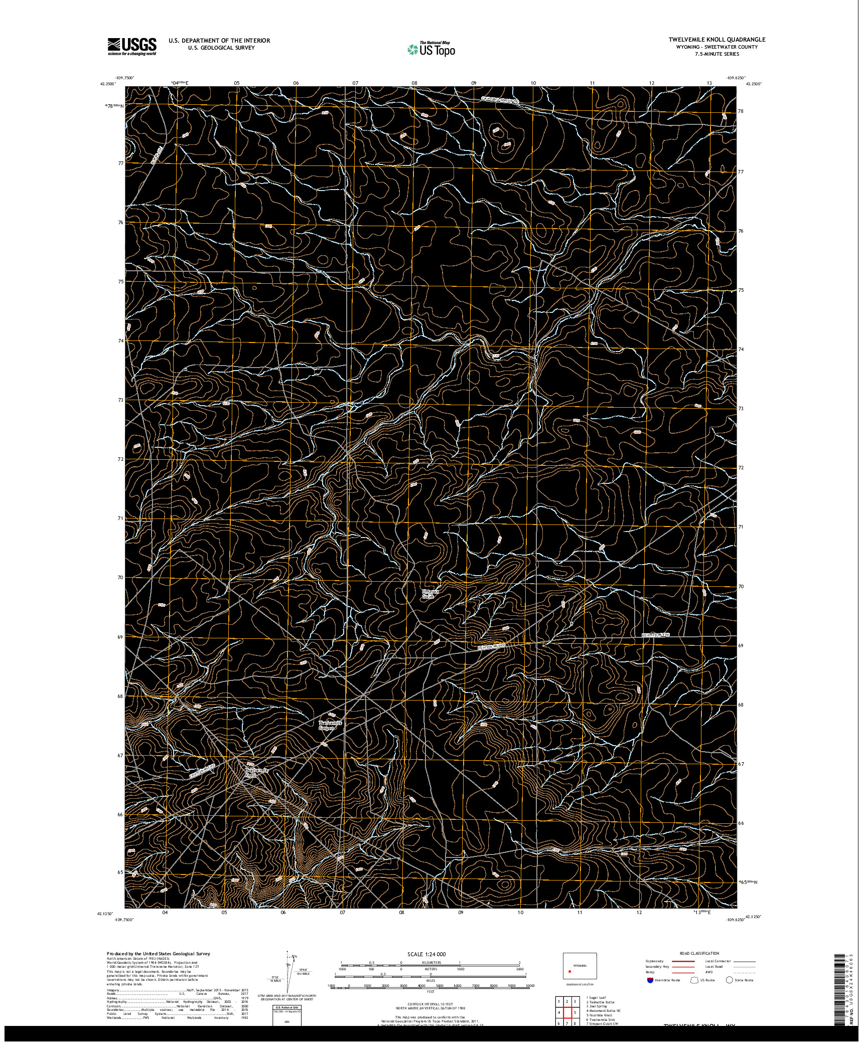 USGS US TOPO 7.5-MINUTE MAP FOR TWELVEMILE KNOLL, WY 2017