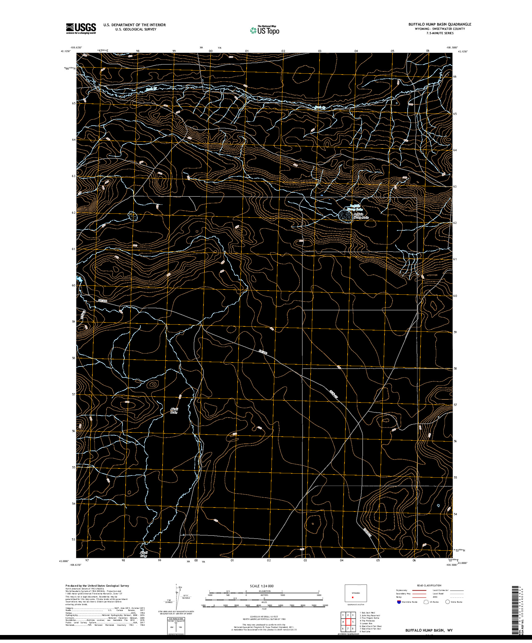 USGS US TOPO 7.5-MINUTE MAP FOR BUFFALO HUMP BASIN, WY 2017