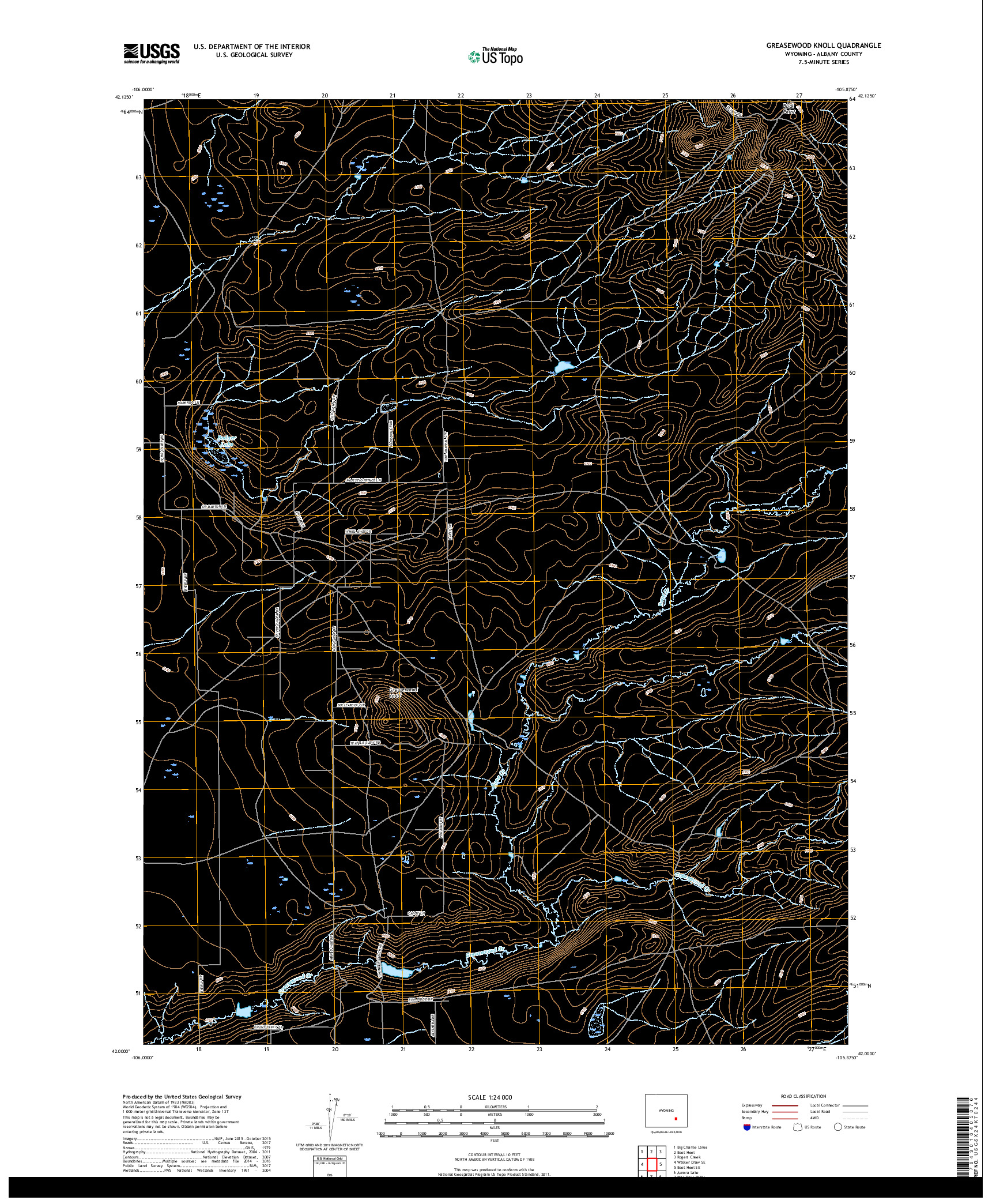 USGS US TOPO 7.5-MINUTE MAP FOR GREASEWOOD KNOLL, WY 2017