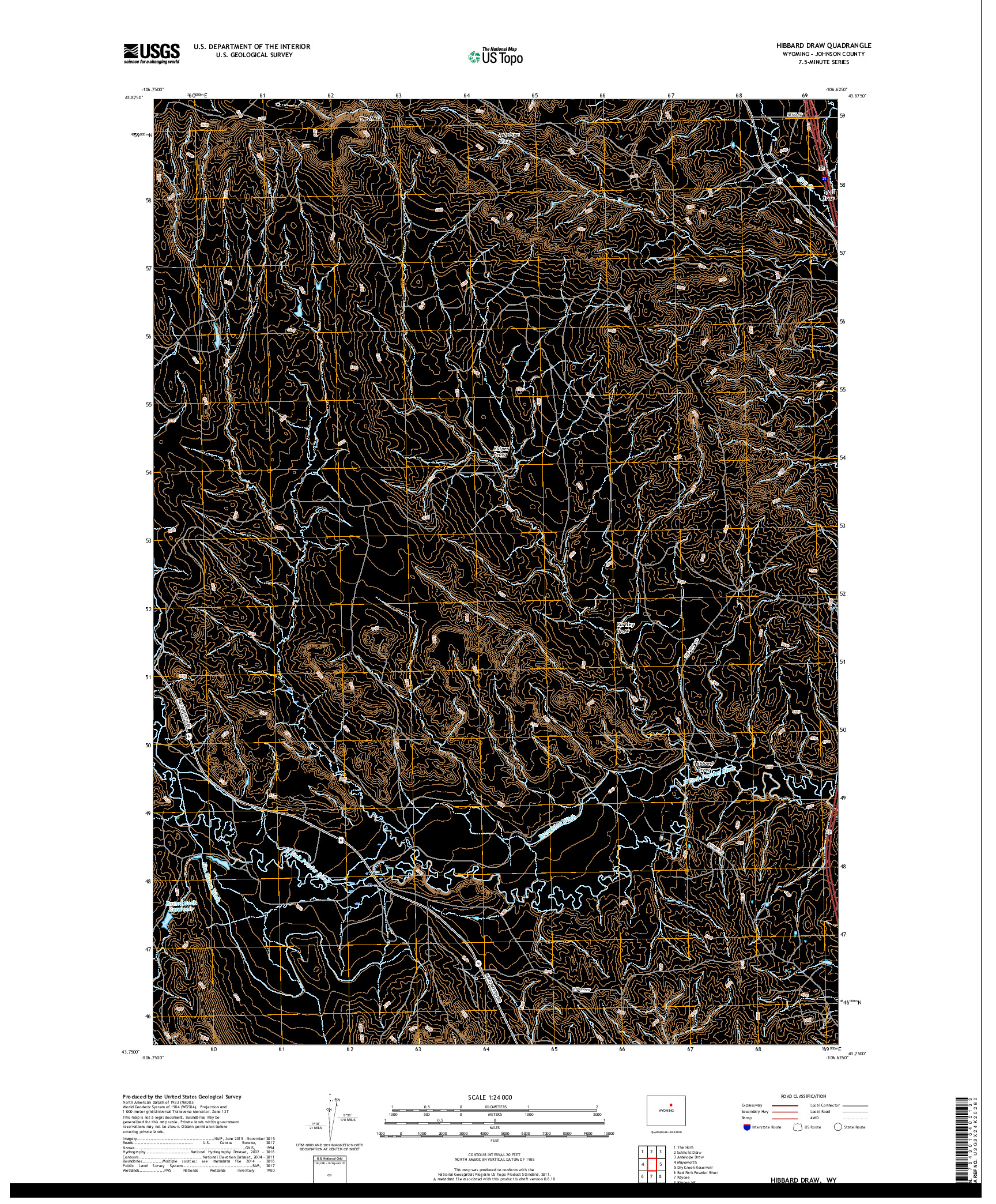 USGS US TOPO 7.5-MINUTE MAP FOR HIBBARD DRAW, WY 2017