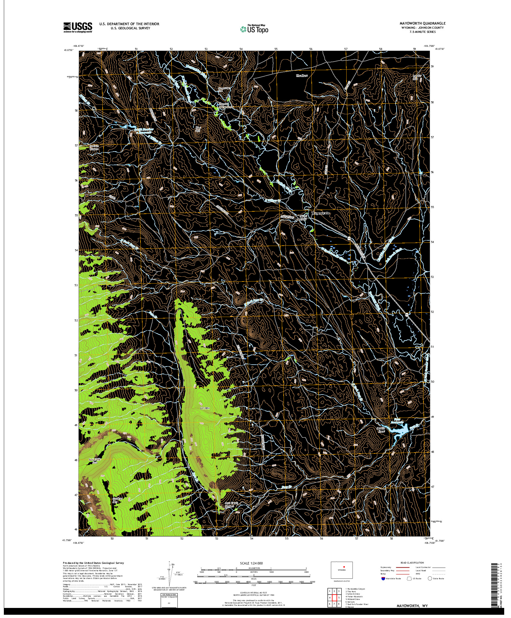 USGS US TOPO 7.5-MINUTE MAP FOR MAYOWORTH, WY 2017