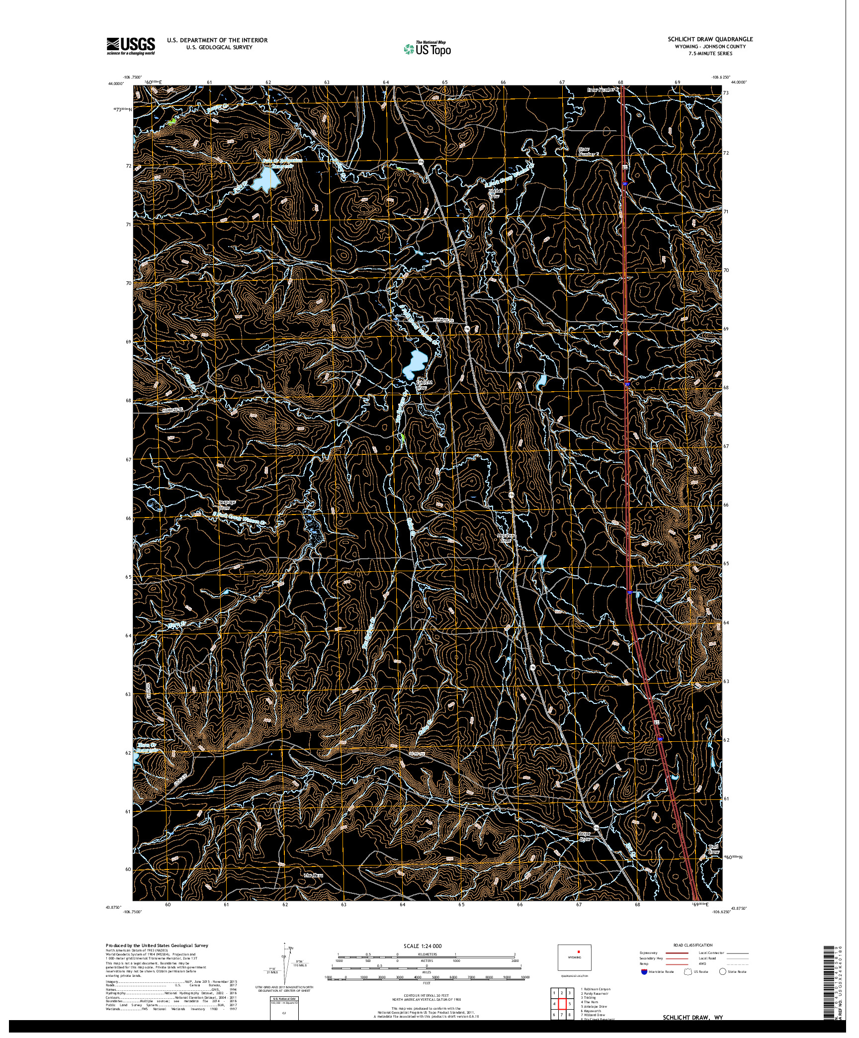 USGS US TOPO 7.5-MINUTE MAP FOR SCHLICHT DRAW, WY 2017