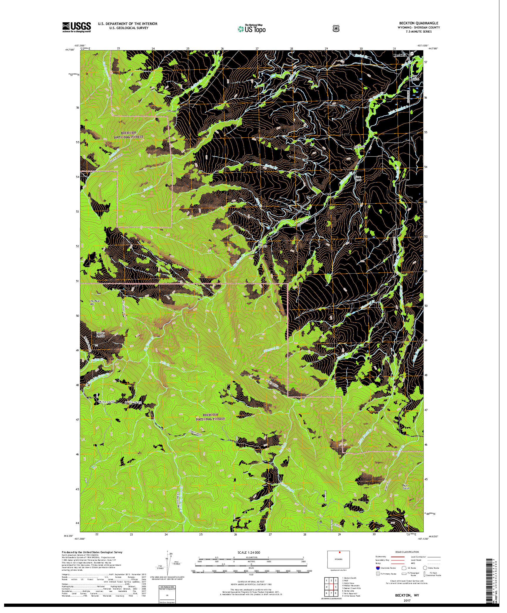 USGS US TOPO 7.5-MINUTE MAP FOR BECKTON, WY 2017