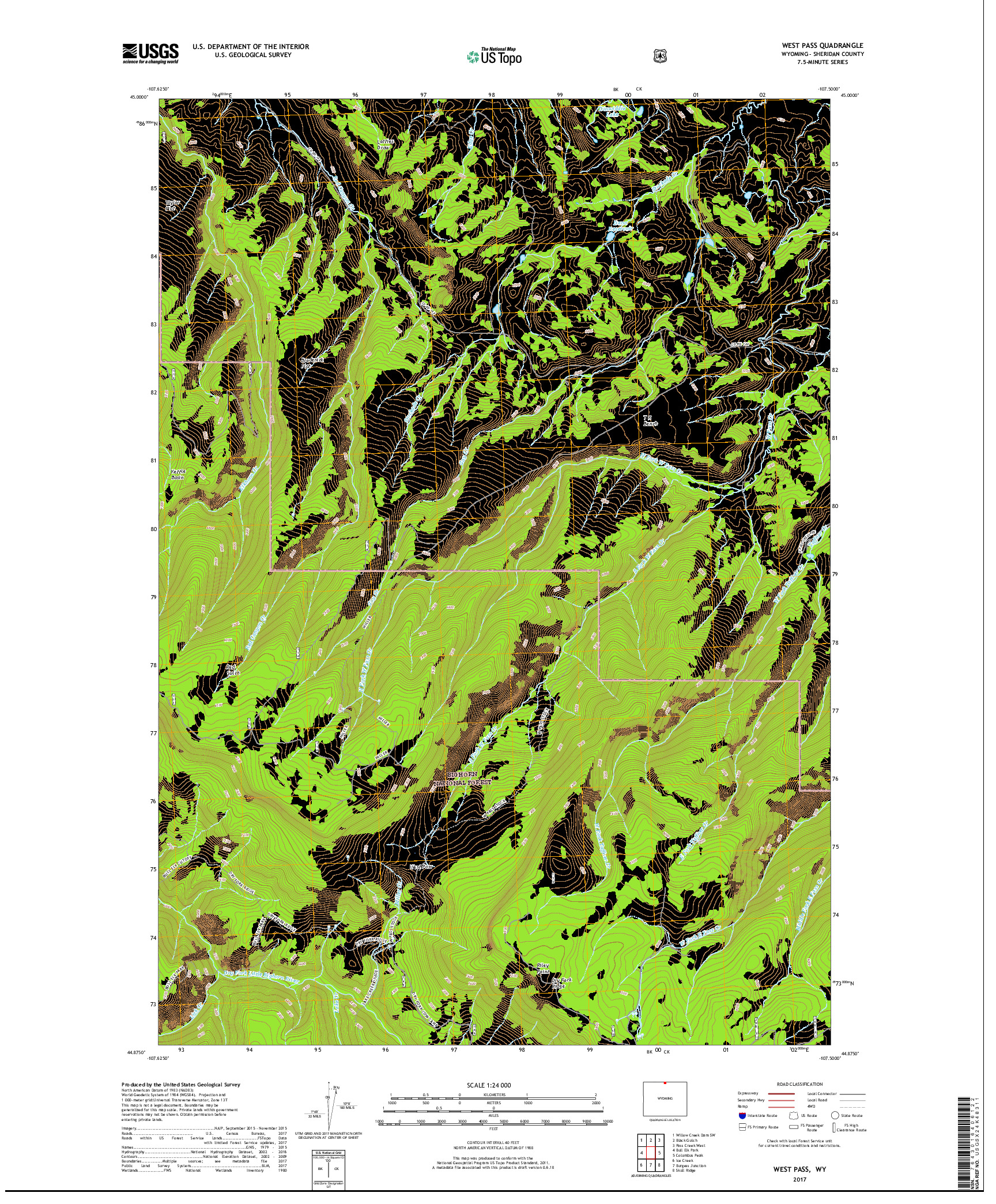 USGS US TOPO 7.5-MINUTE MAP FOR WEST PASS, WY 2017