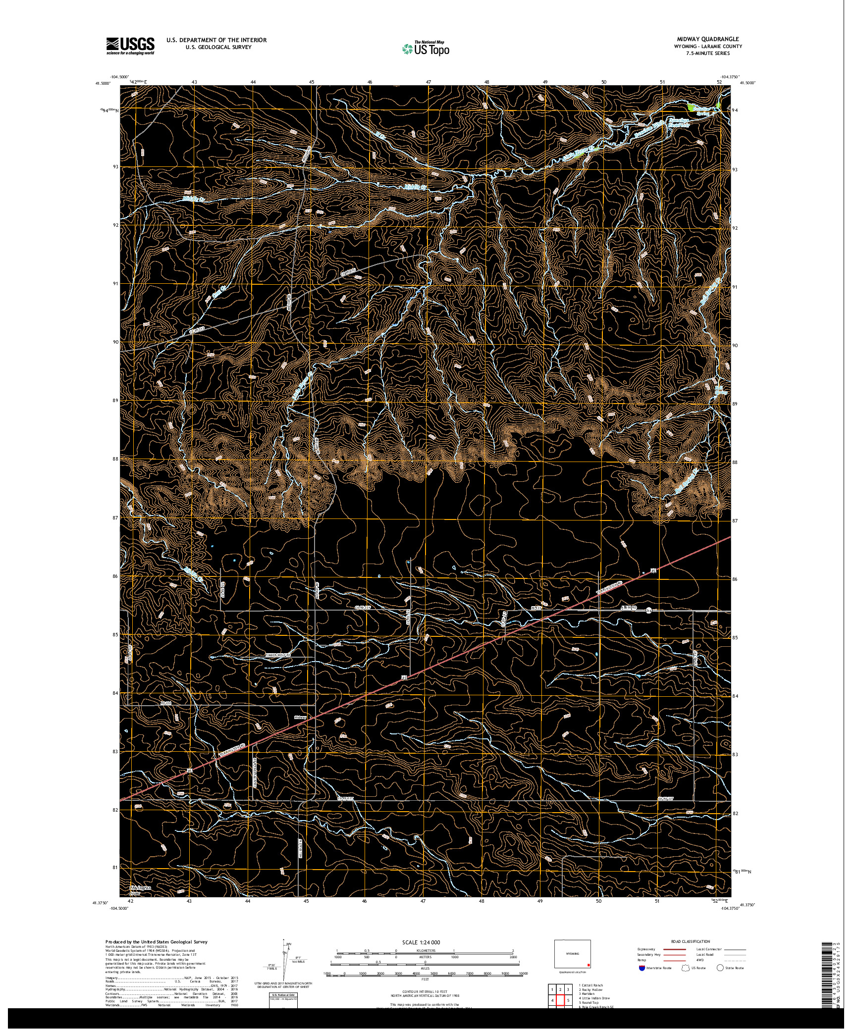 USGS US TOPO 7.5-MINUTE MAP FOR MIDWAY, WY 2017