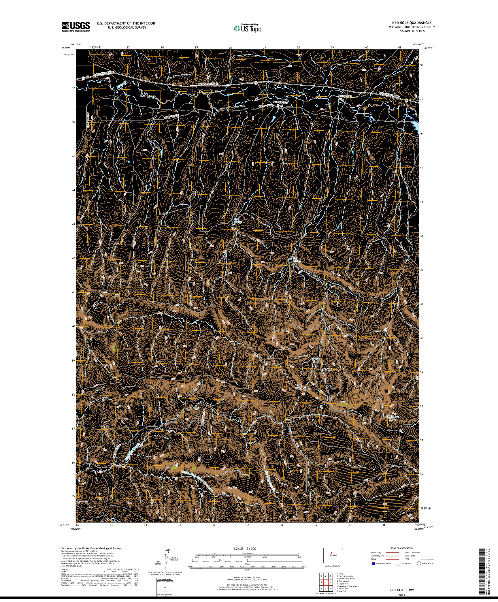 USGS US TOPO 7.5-MINUTE MAP FOR RED HOLE, WY 2017