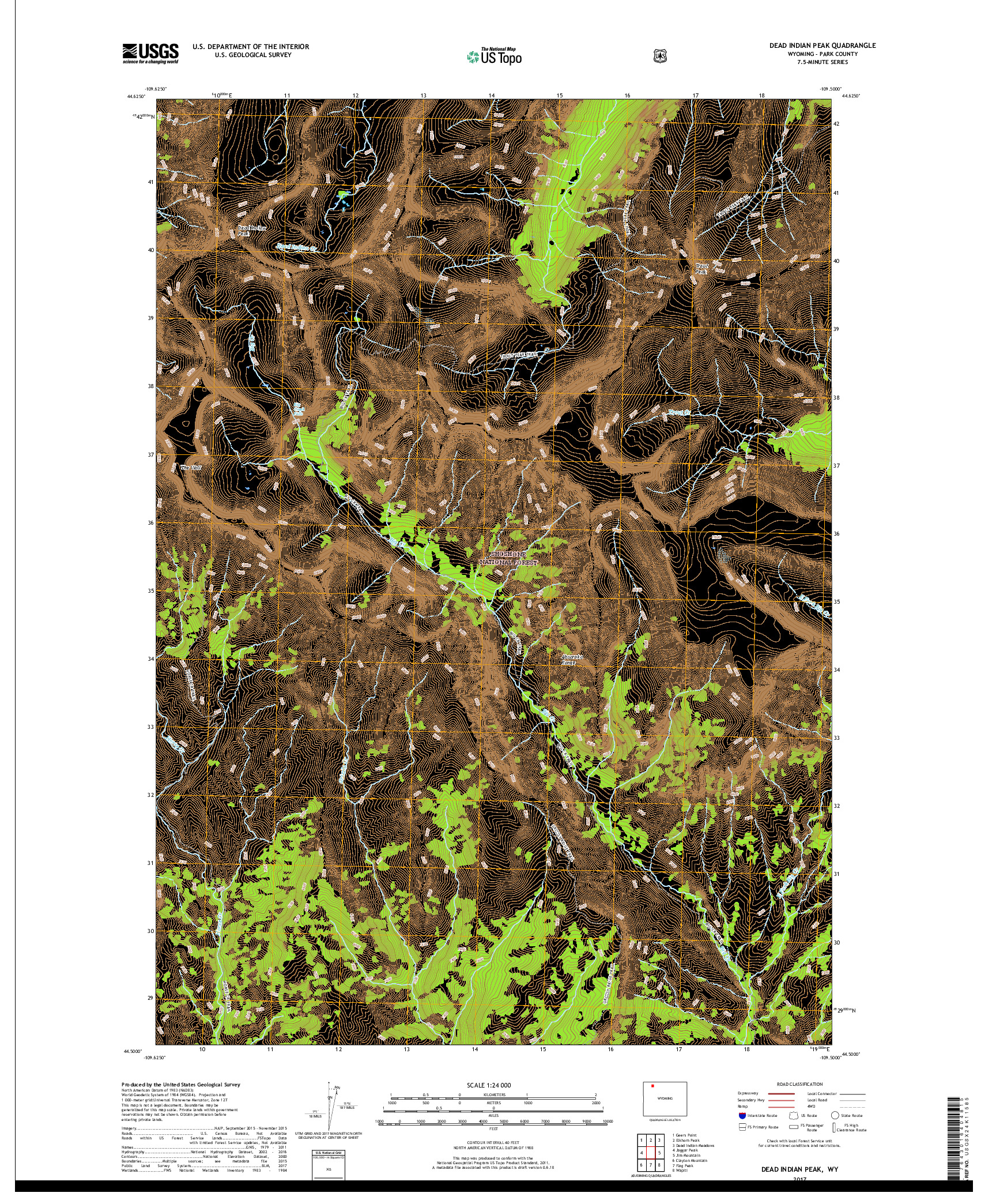 USGS US TOPO 7.5-MINUTE MAP FOR DEAD INDIAN PEAK, WY 2017