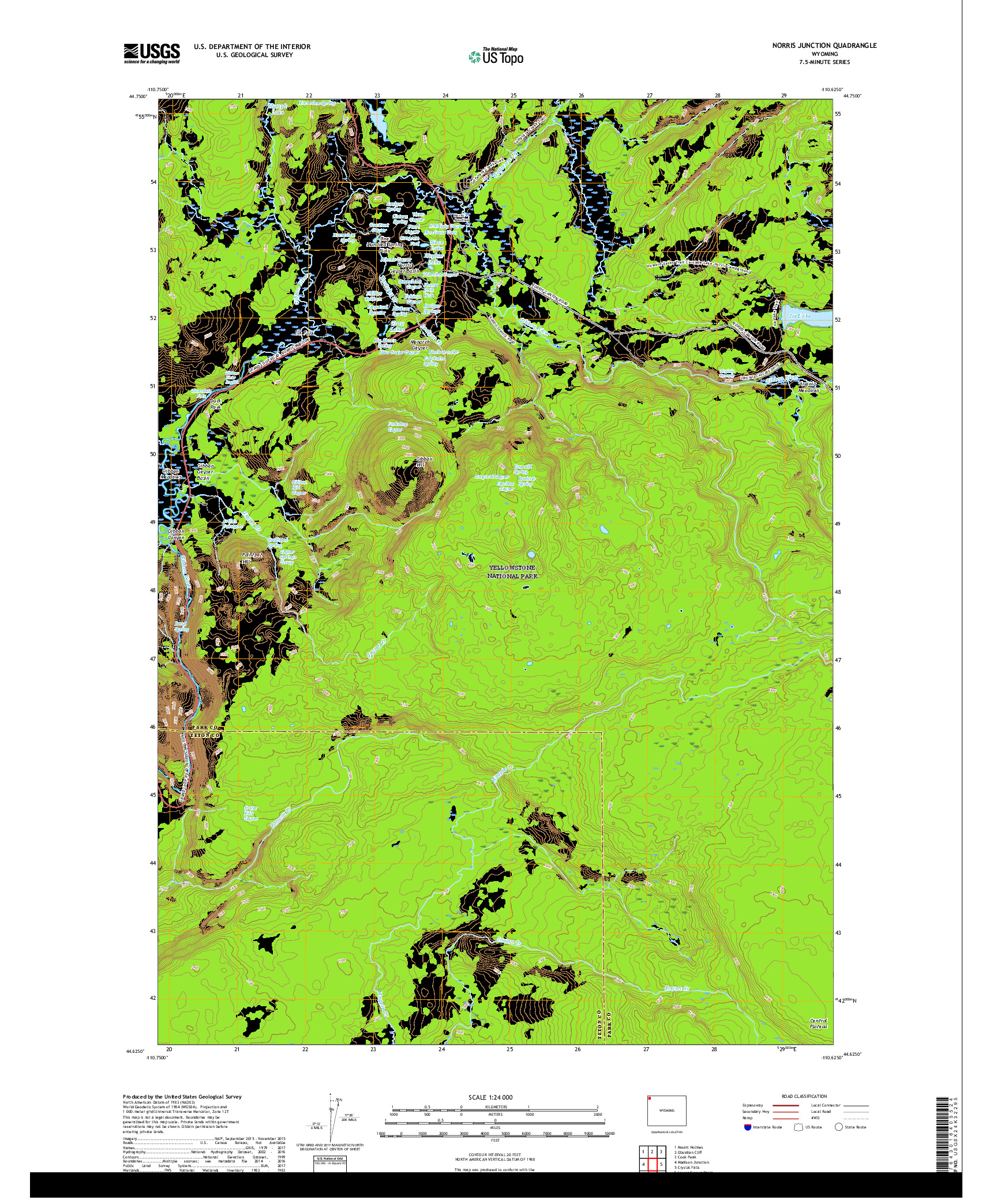 USGS US TOPO 7.5-MINUTE MAP FOR NORRIS JUNCTION, WY 2017