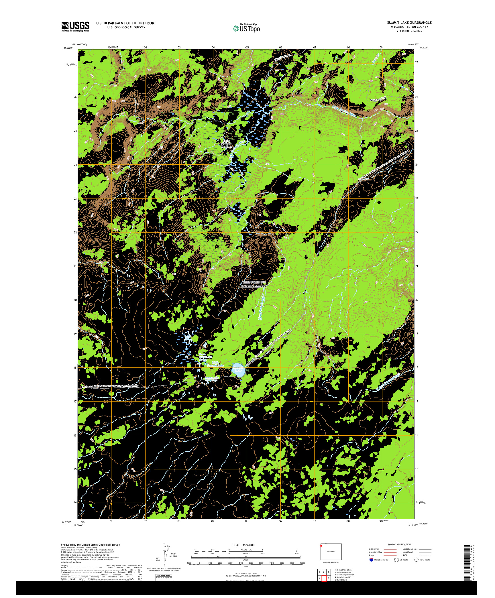 USGS US TOPO 7.5-MINUTE MAP FOR SUMMIT LAKE, WY 2017