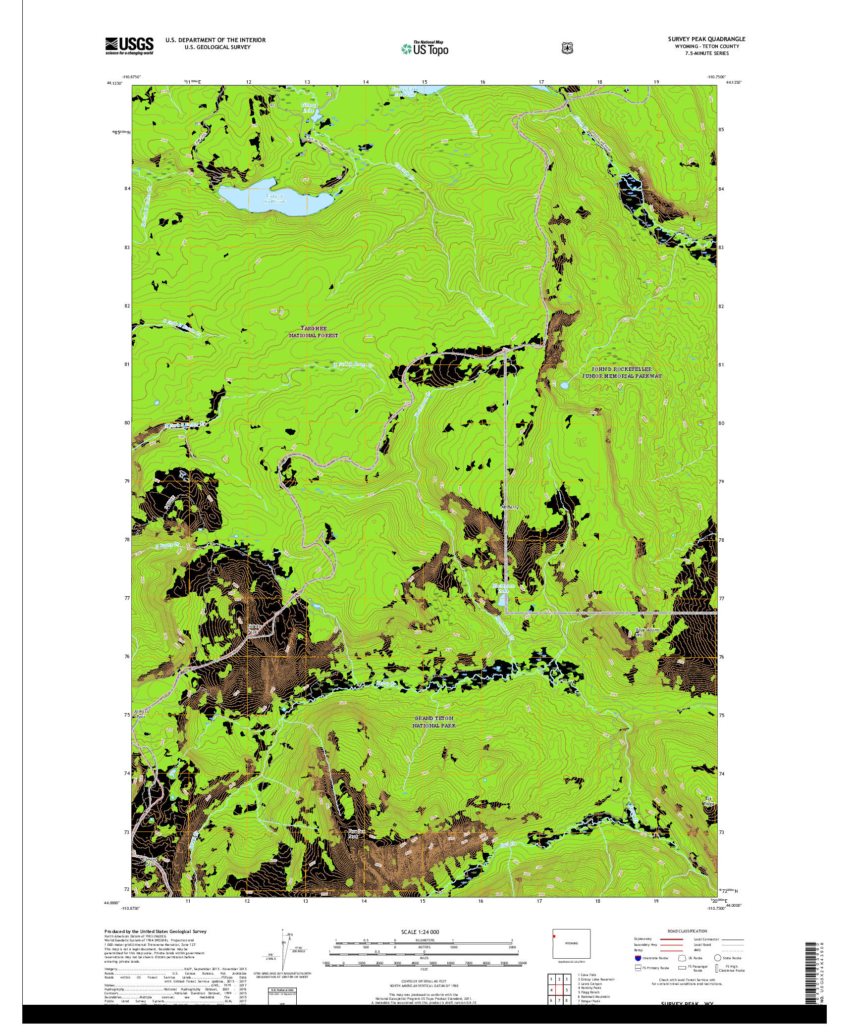 USGS US TOPO 7.5-MINUTE MAP FOR SURVEY PEAK, WY 2017