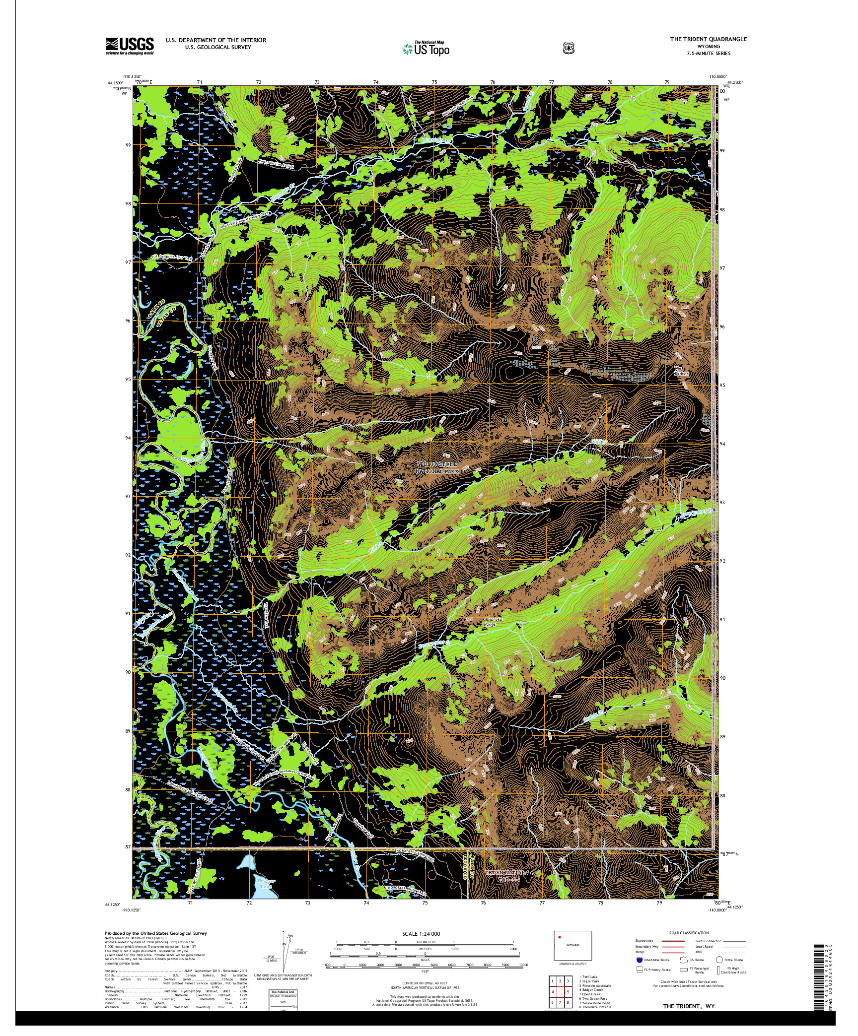 USGS US TOPO 7.5-MINUTE MAP FOR THE TRIDENT, WY 2017