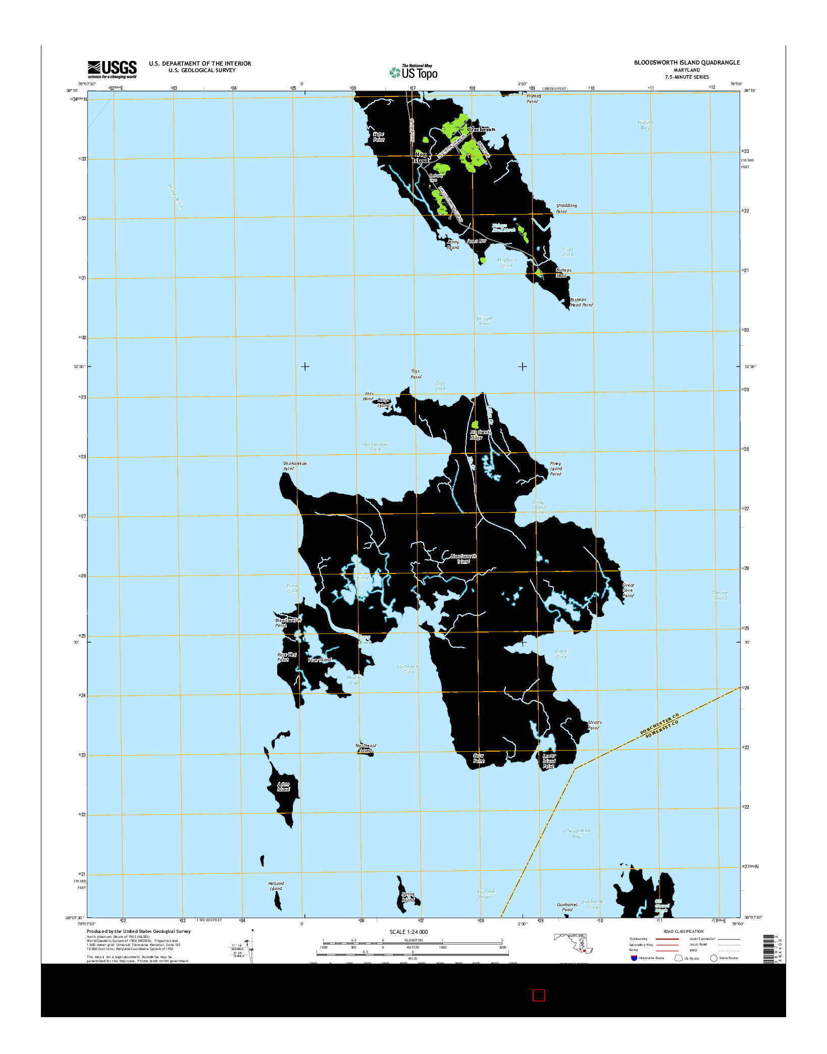 USGS US TOPO 7.5-MINUTE MAP FOR BLOODSWORTH ISLAND, MD 2017