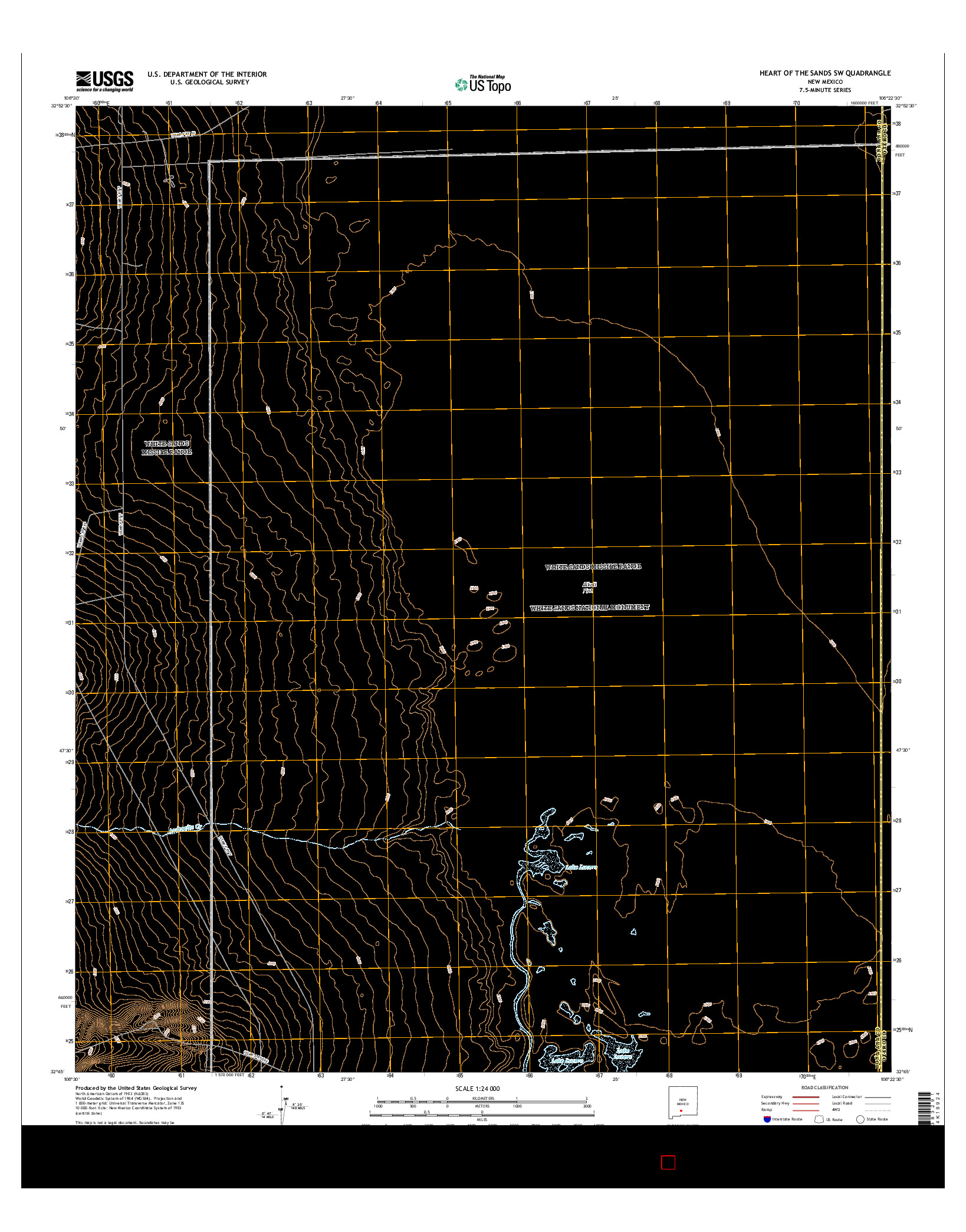 USGS US TOPO 7.5-MINUTE MAP FOR HEART OF THE SANDS SW, NM 2017