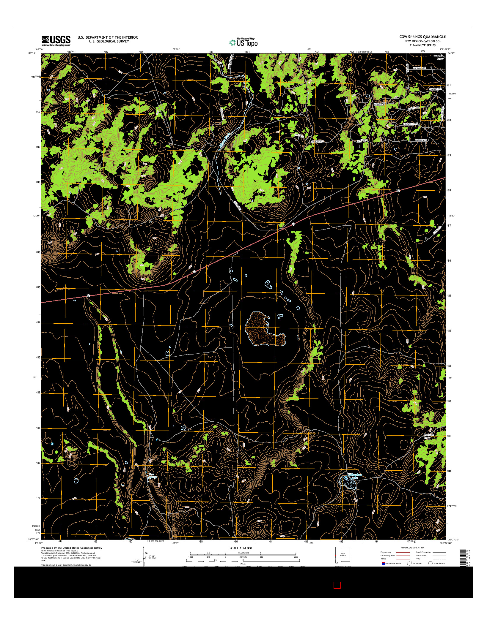 USGS US TOPO 7.5-MINUTE MAP FOR COW SPRINGS, NM 2017