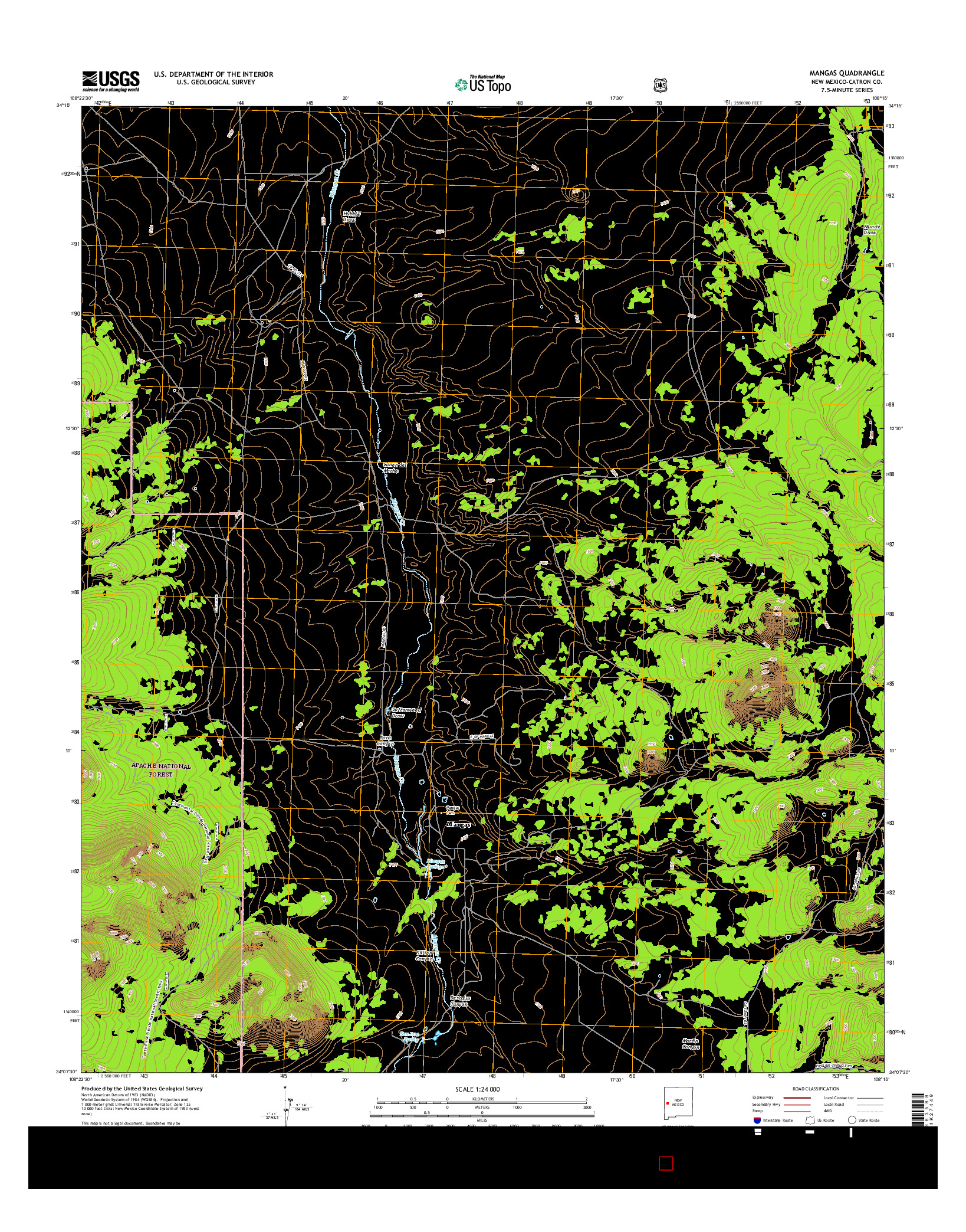 USGS US TOPO 7.5-MINUTE MAP FOR MANGAS, NM 2017