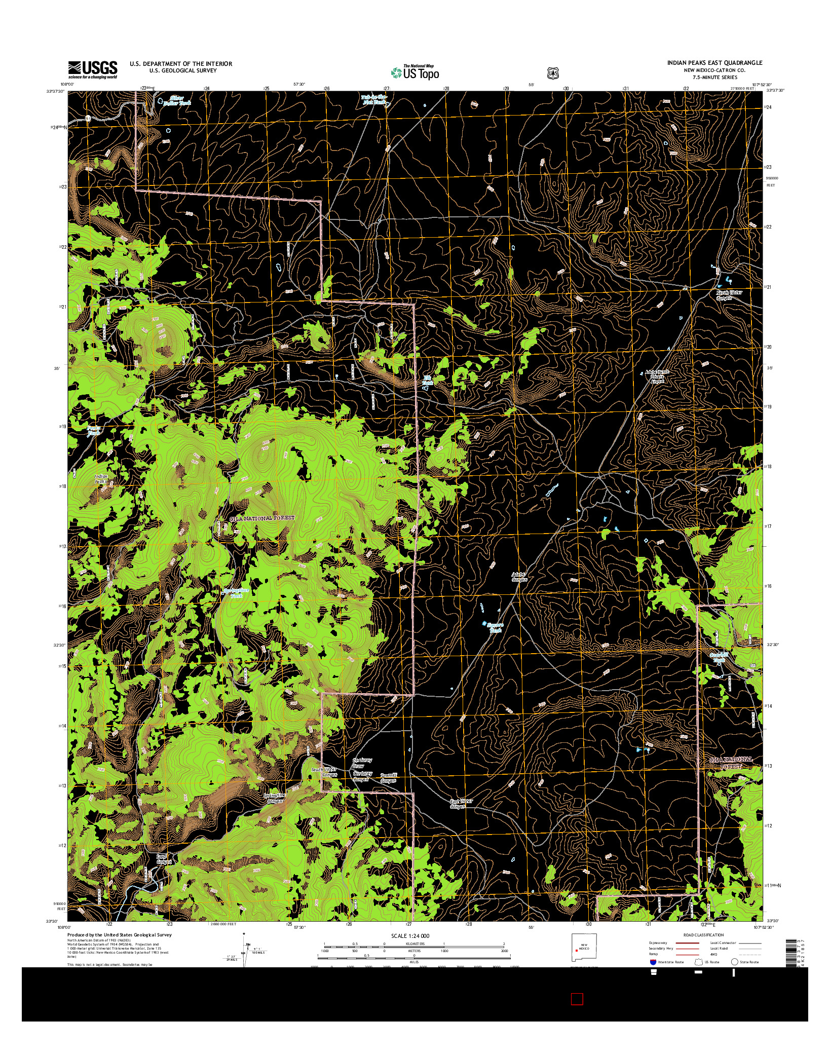 USGS US TOPO 7.5-MINUTE MAP FOR INDIAN PEAKS EAST, NM 2017