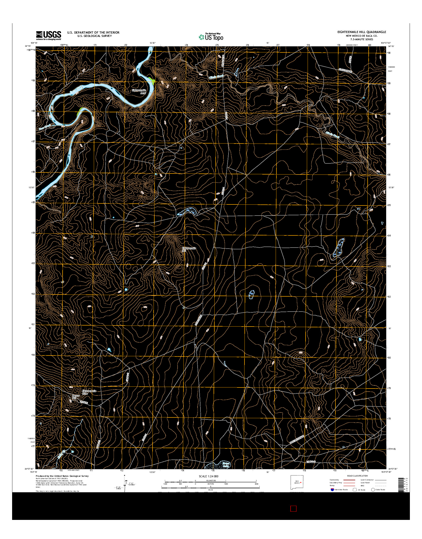 USGS US TOPO 7.5-MINUTE MAP FOR EIGHTEENMILE HILL, NM 2017