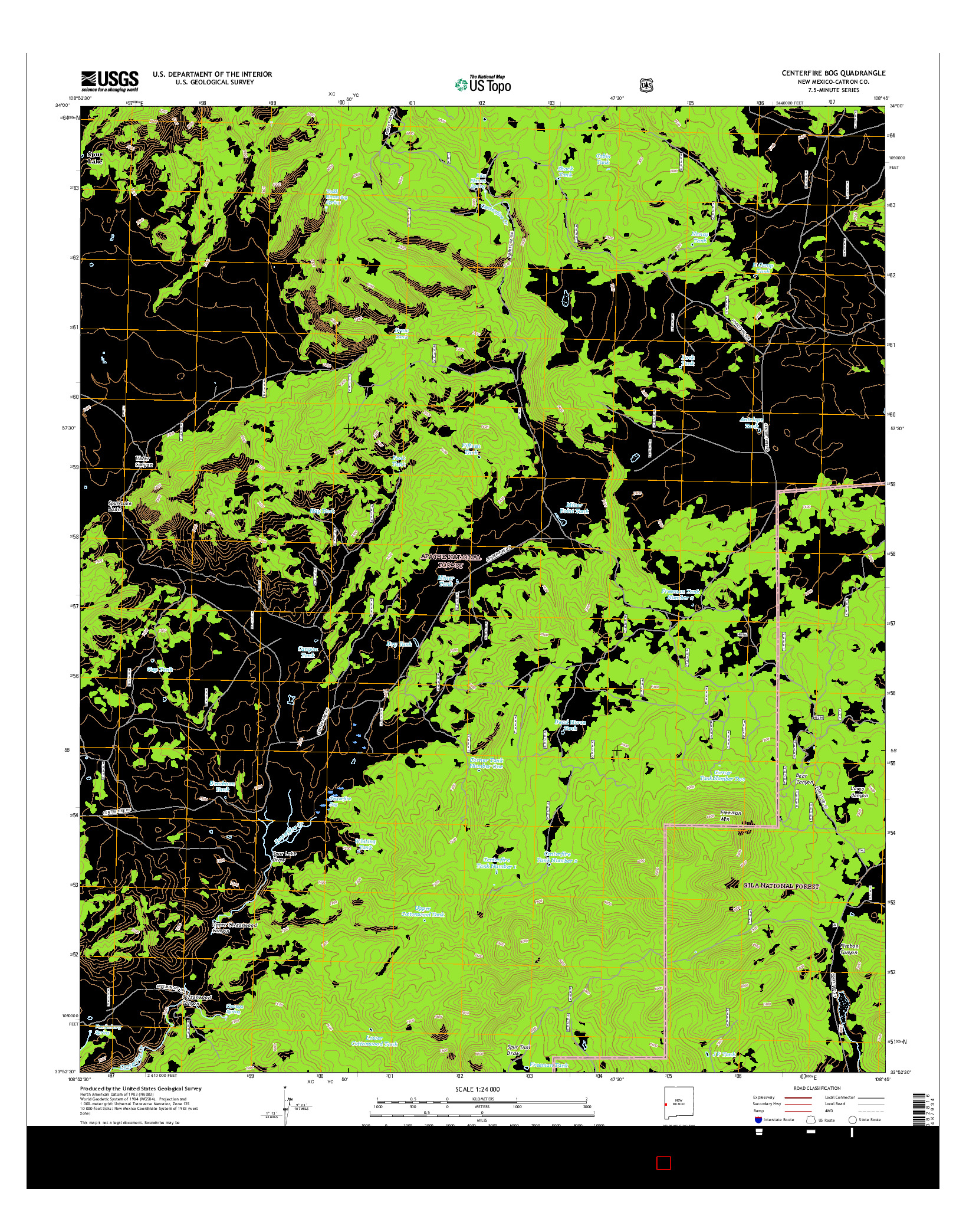 USGS US TOPO 7.5-MINUTE MAP FOR CENTERFIRE BOG, NM 2017