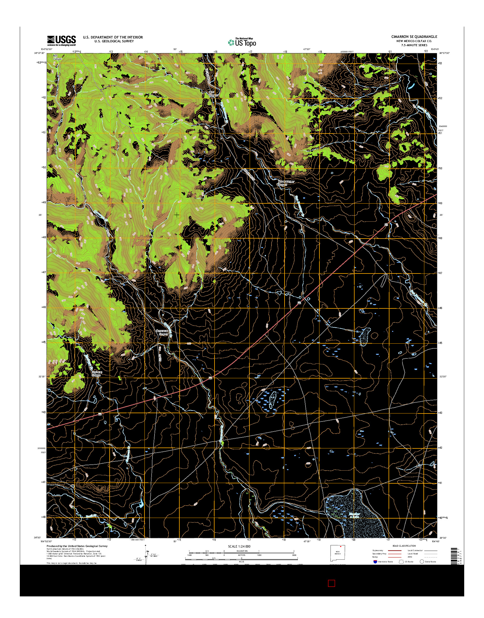 USGS US TOPO 7.5-MINUTE MAP FOR CIMARRON SE, NM 2017