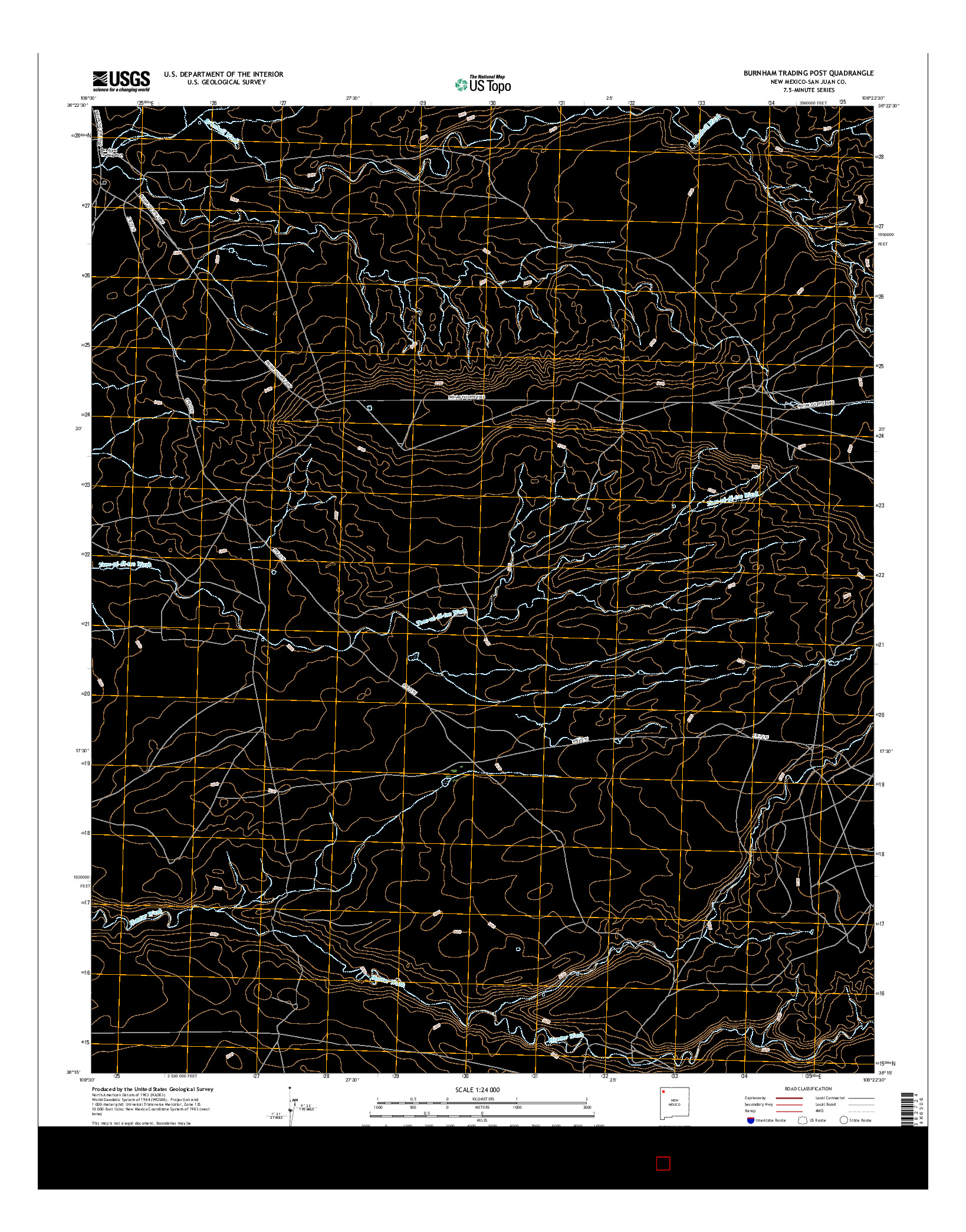 USGS US TOPO 7.5-MINUTE MAP FOR BURNHAM TRADING POST, NM 2017