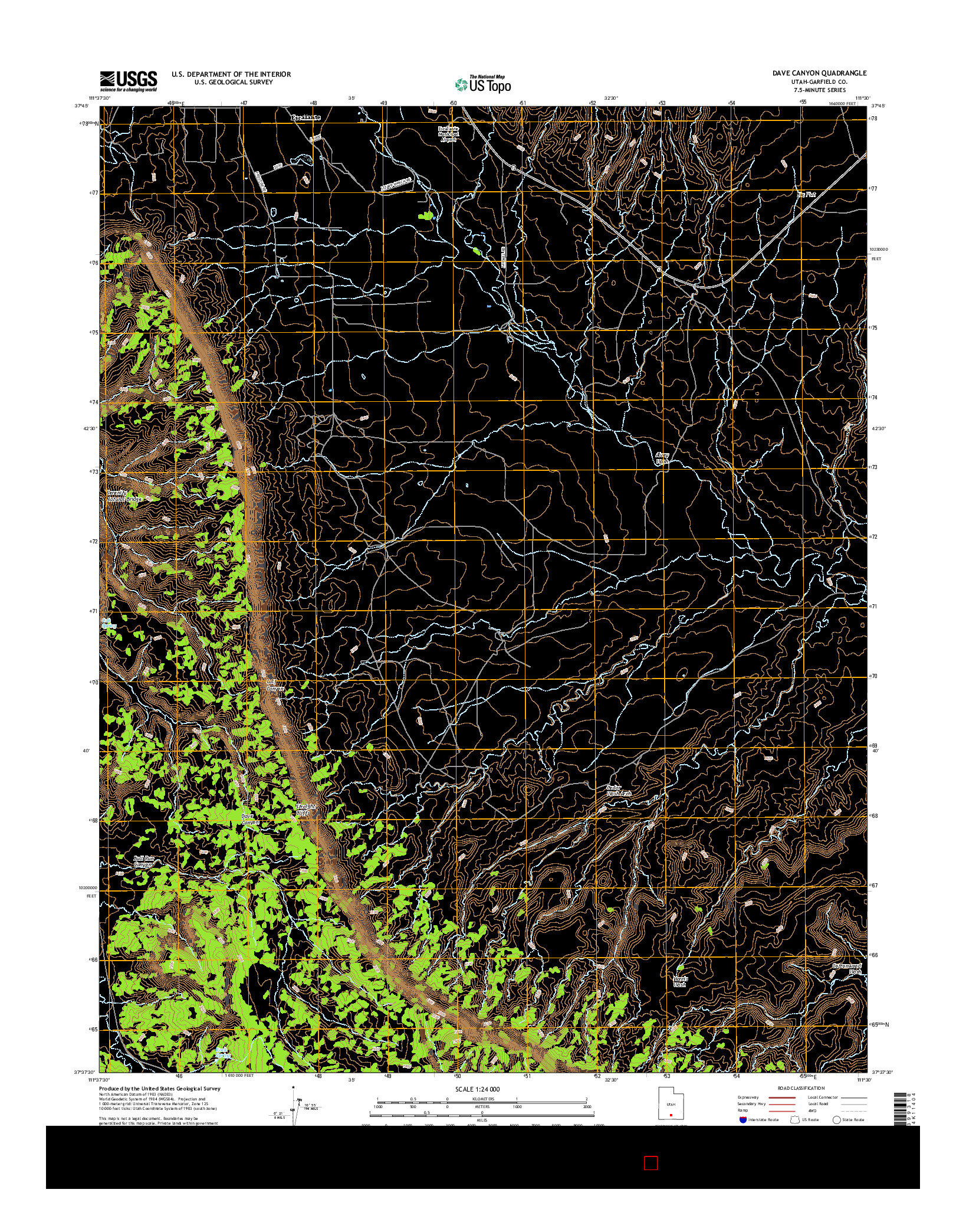 USGS US TOPO 7.5-MINUTE MAP FOR DAVE CANYON, UT 2017