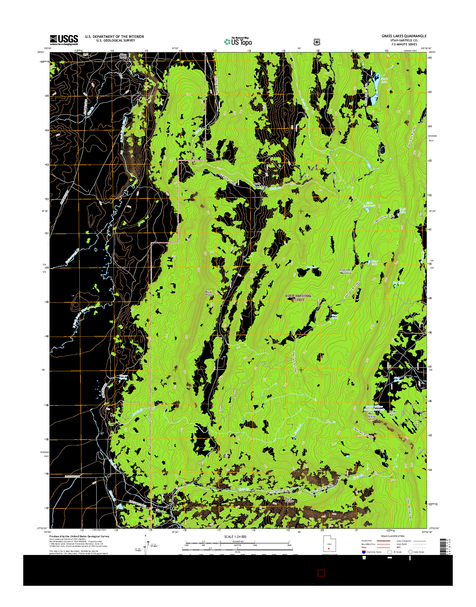 USGS US TOPO 7.5-MINUTE MAP FOR GRASS LAKES, UT 2017