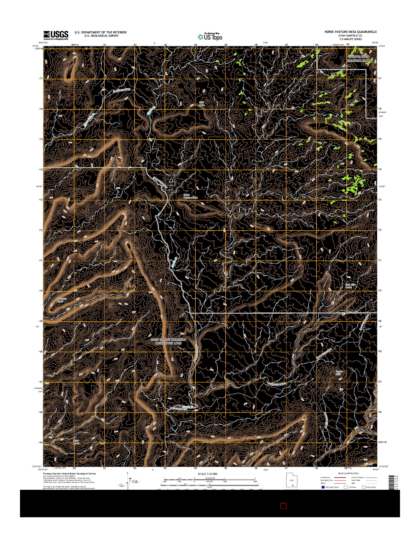 USGS US TOPO 7.5-MINUTE MAP FOR HORSE PASTURE MESA, UT 2017