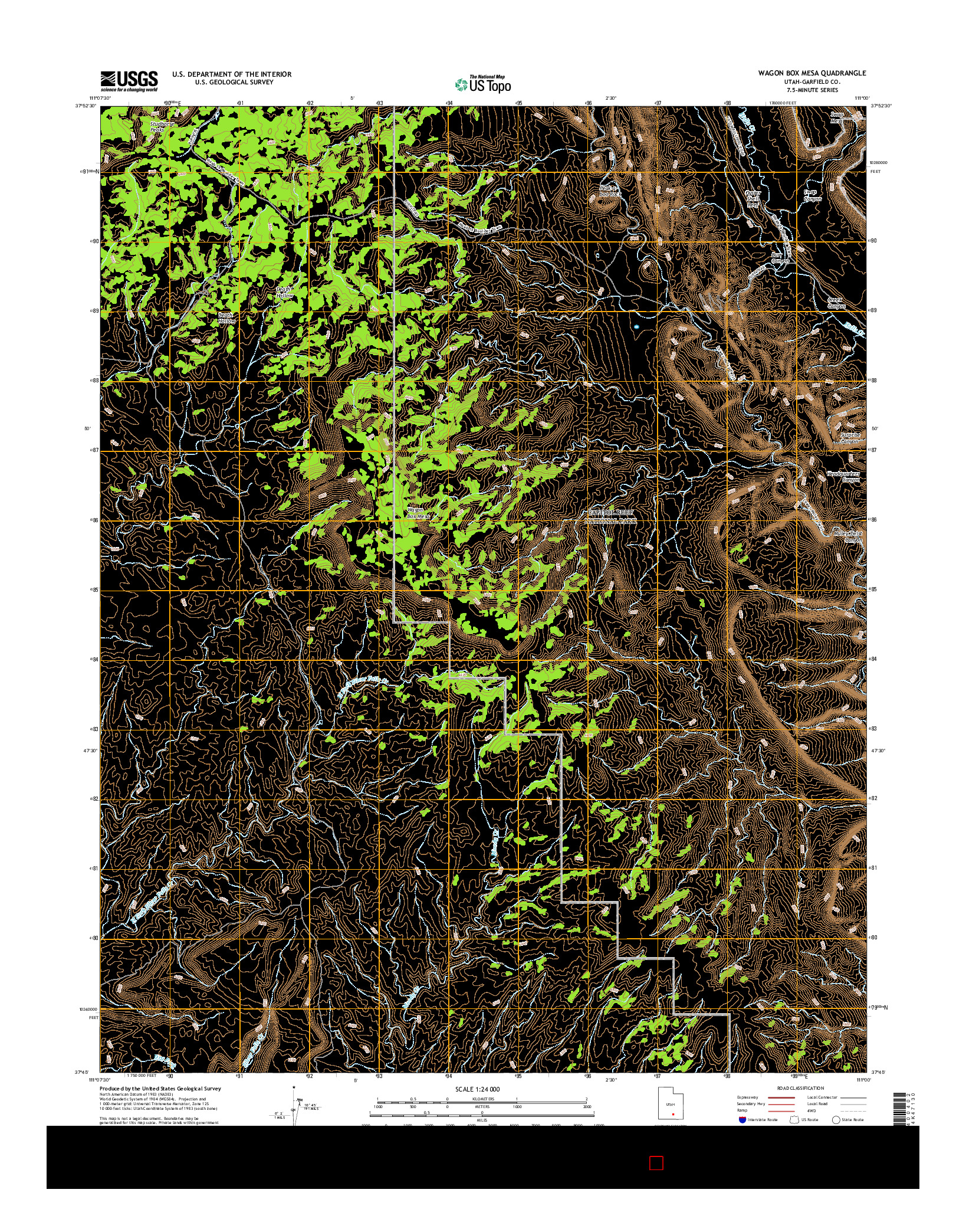 USGS US TOPO 7.5-MINUTE MAP FOR WAGON BOX MESA, UT 2017