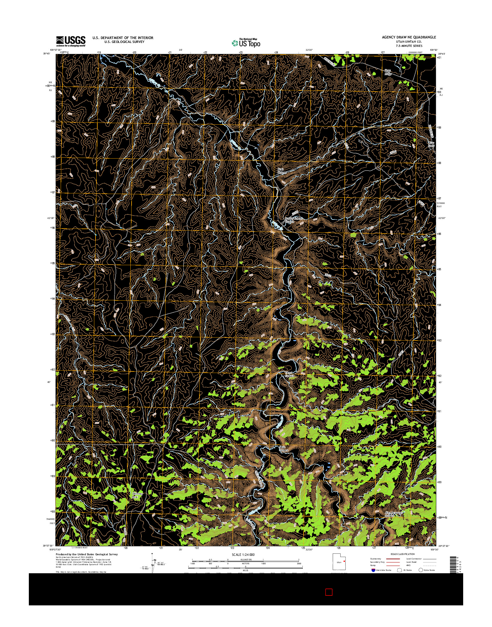 USGS US TOPO 7.5-MINUTE MAP FOR AGENCY DRAW NE, UT 2017