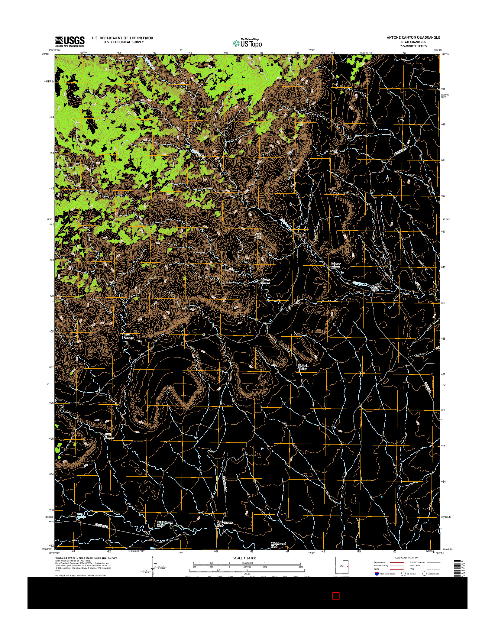 USGS US TOPO 7.5-MINUTE MAP FOR ANTONE CANYON, UT 2017