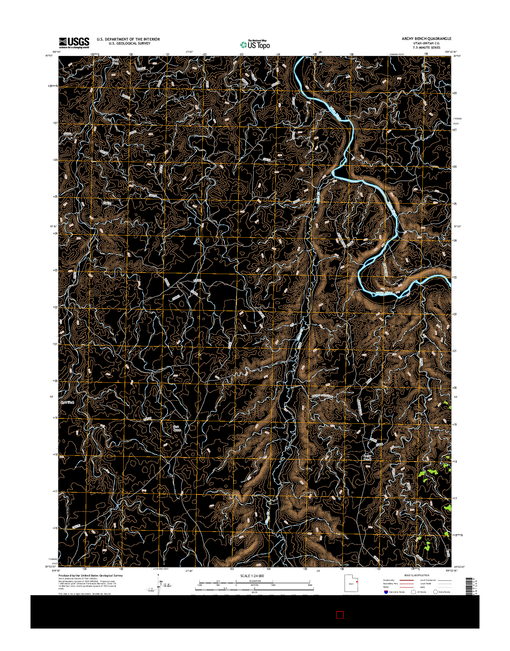 USGS US TOPO 7.5-MINUTE MAP FOR ARCHY BENCH, UT 2017